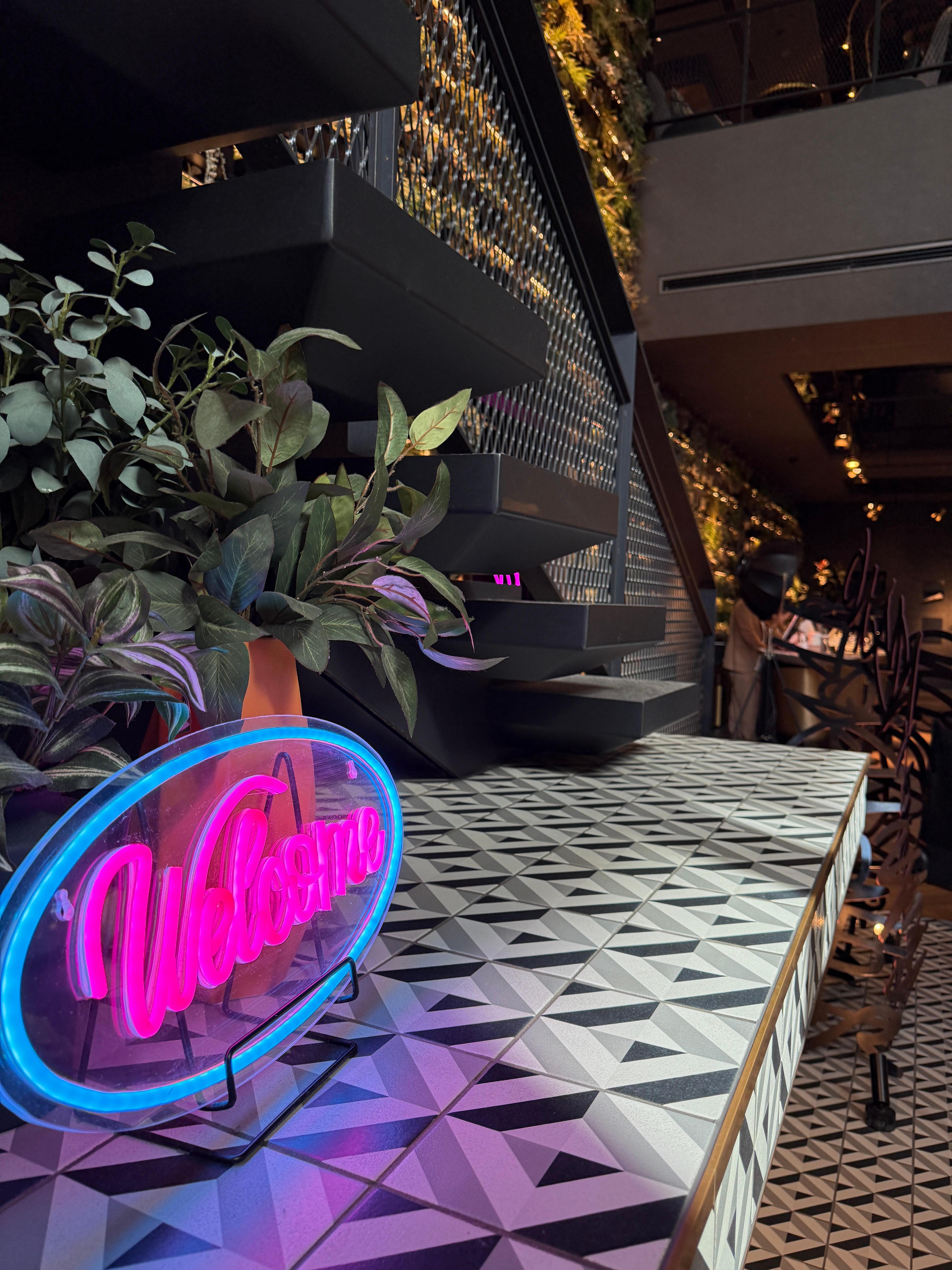 Welcome sign in lobby