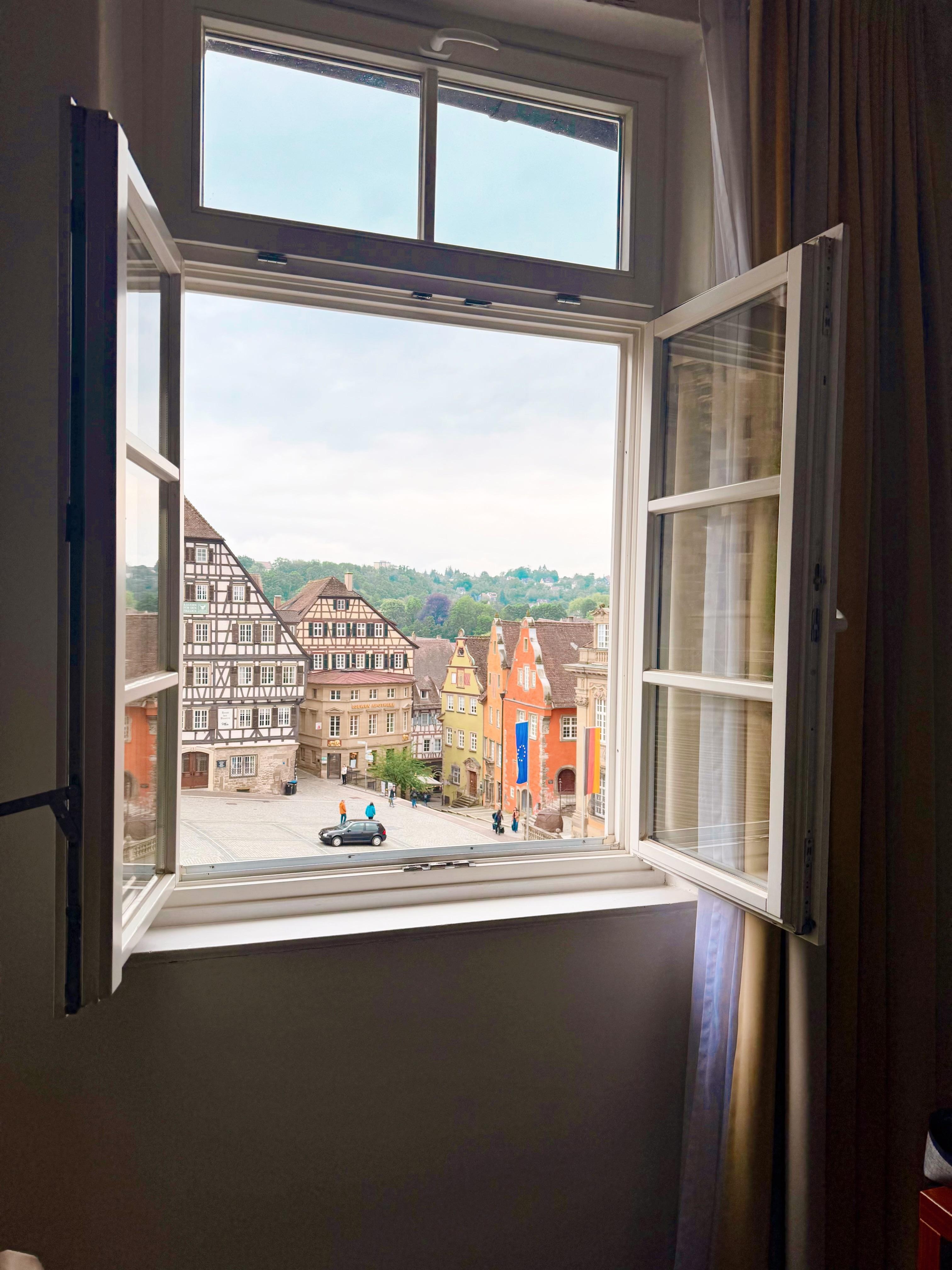 View from room over looking plaza 