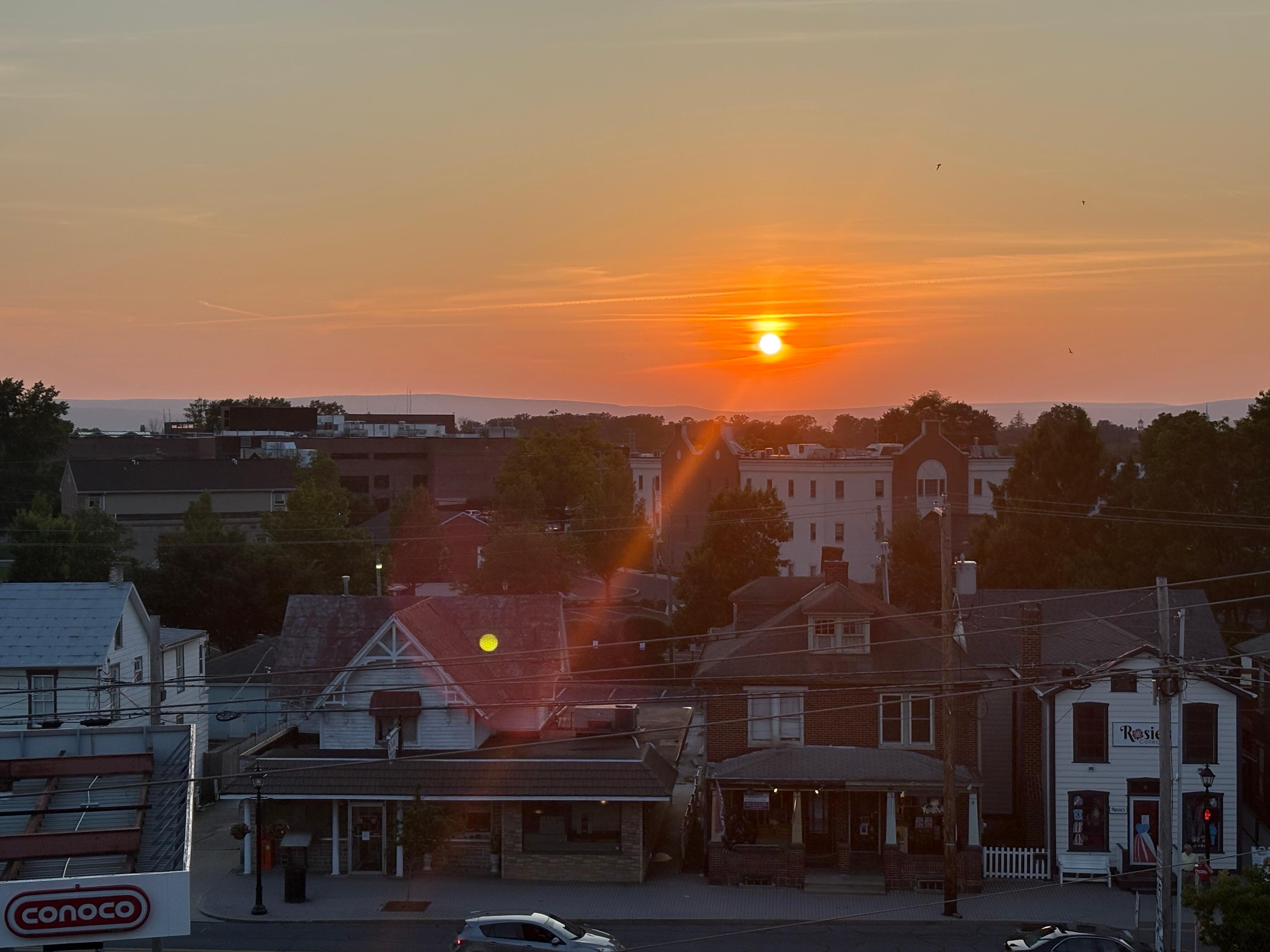 Sunset over Gettysburg, from room 412