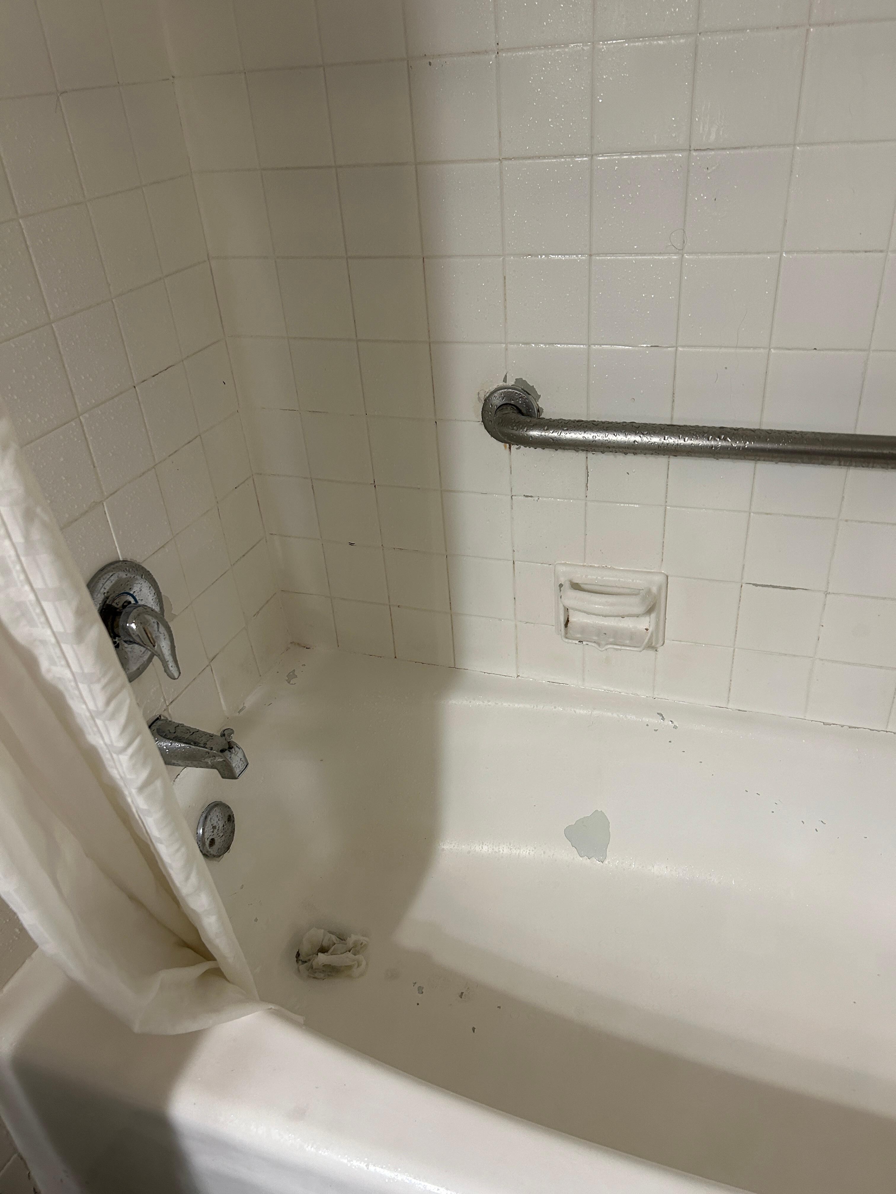 Peeling walls and tub area. Needs a complete rebuild 