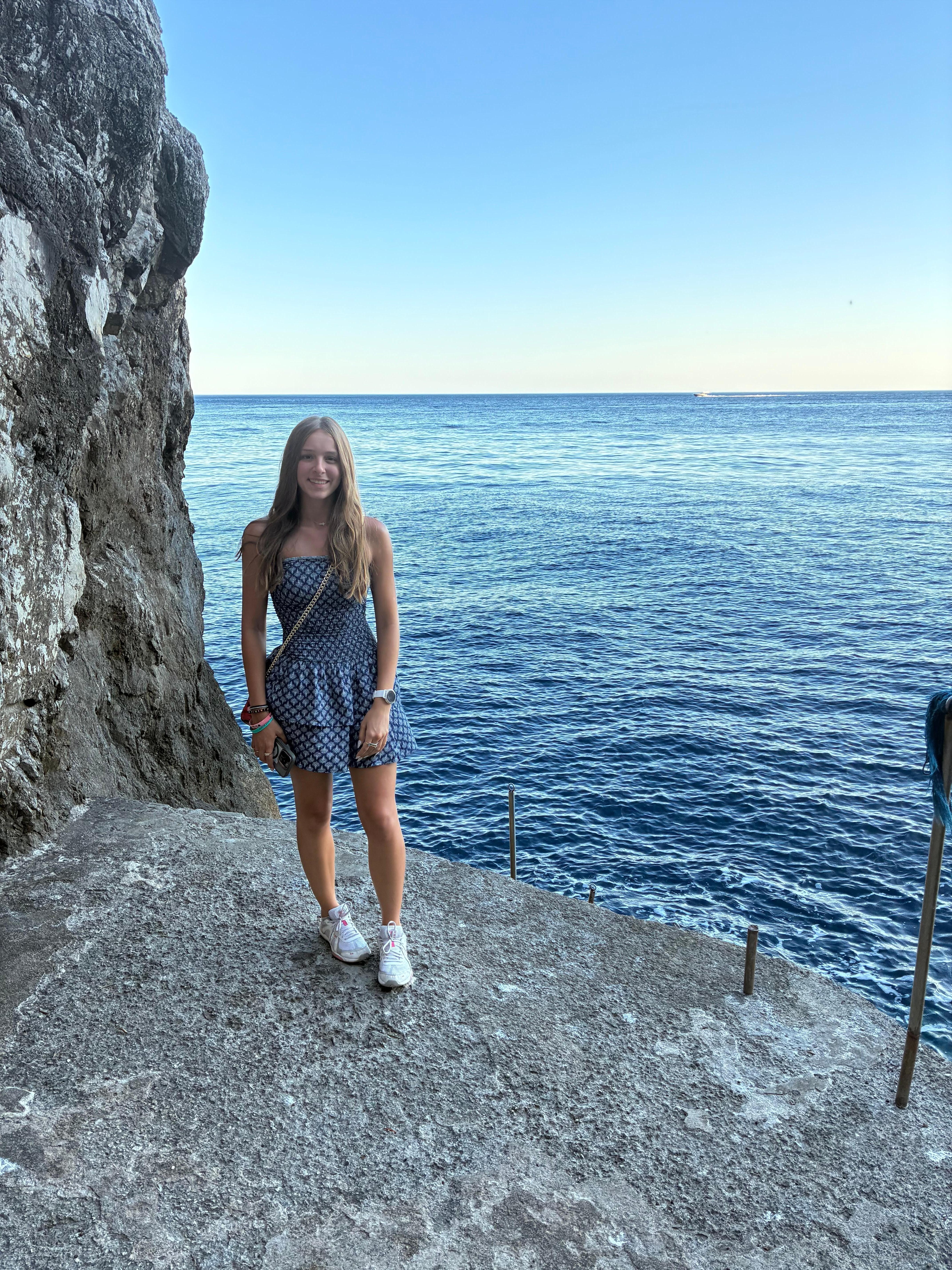 The hotel has steps all the way down to the water