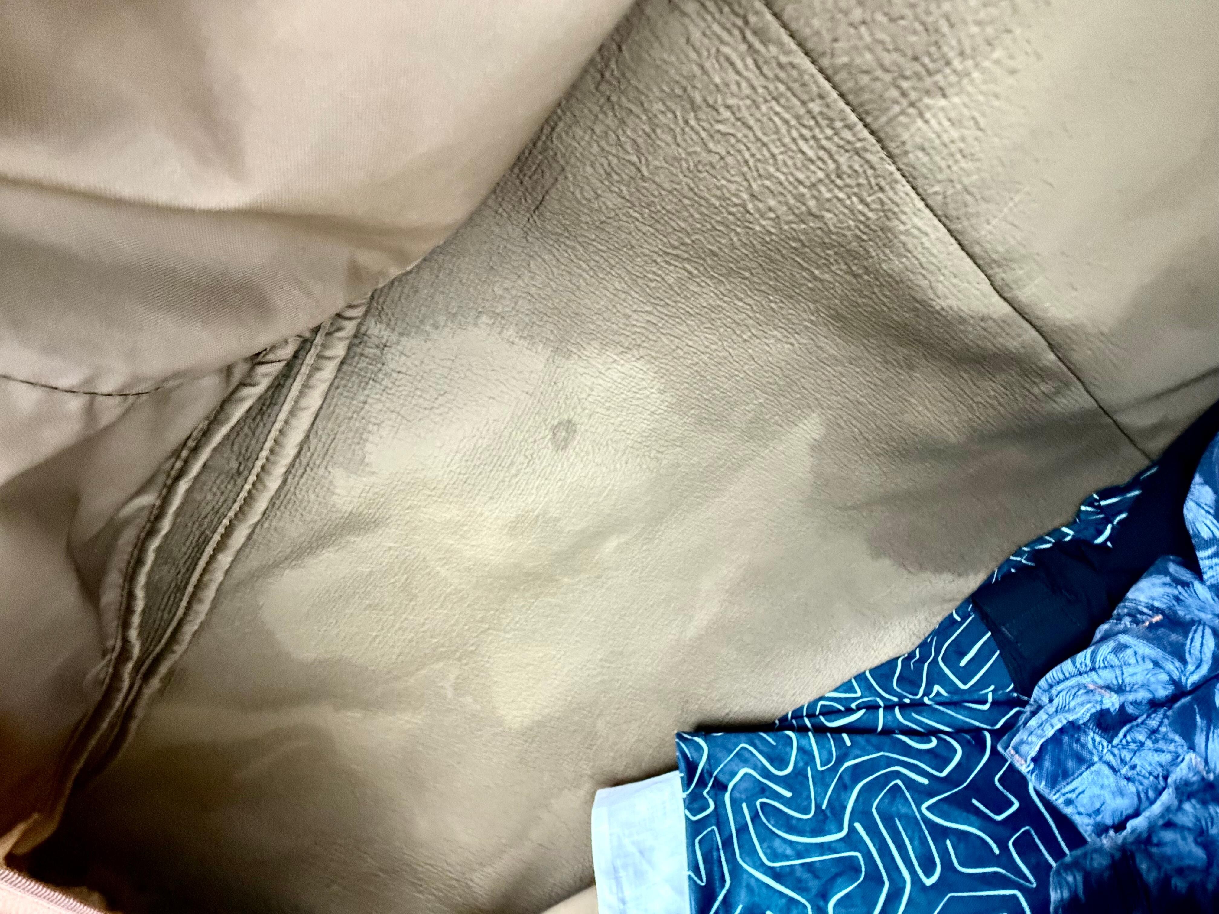 Water damage to my Hartman leather garment bag