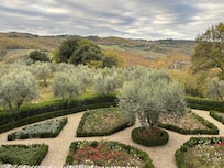 View from Master deck out over the Italian garden towards the olive grove