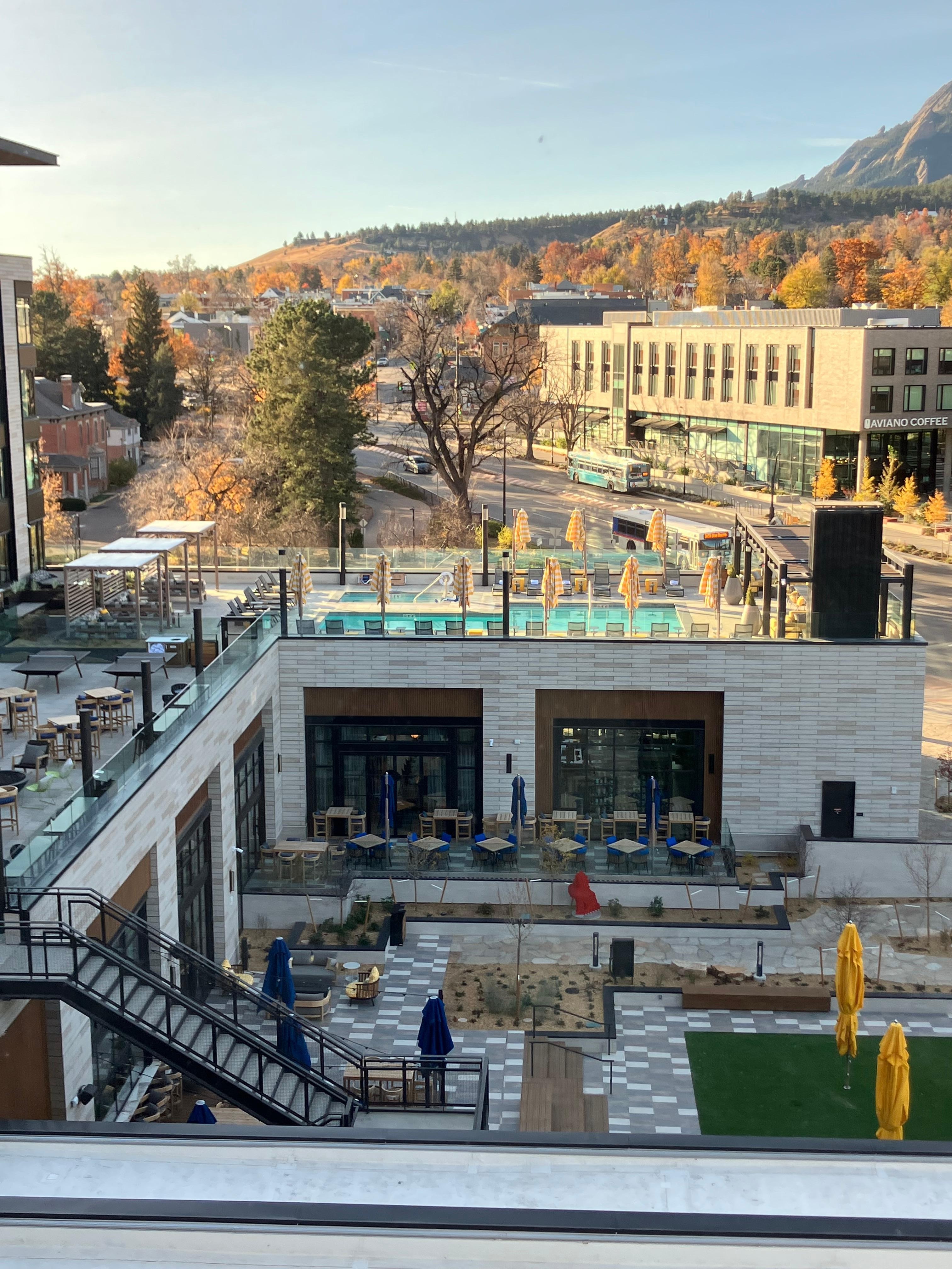 View from room of pool and deck