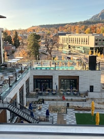 View from room of pool and deck