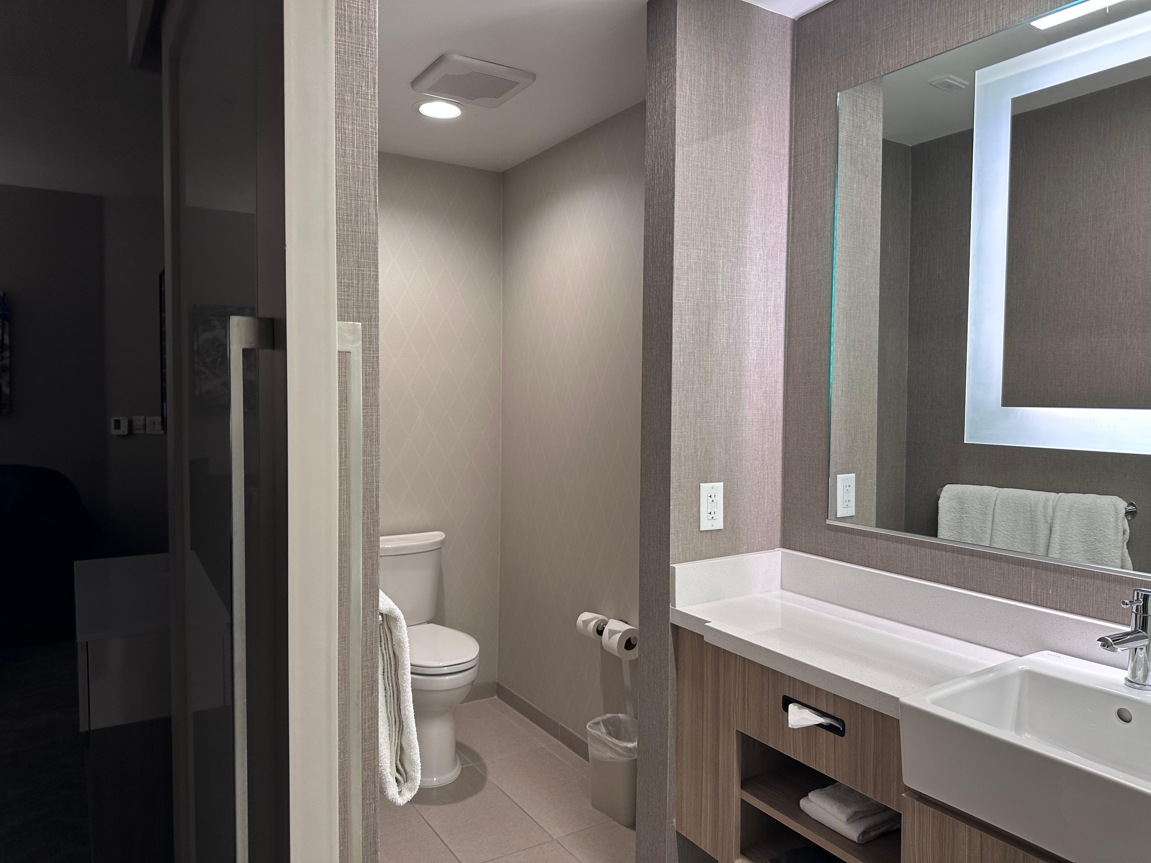 Bathroom. Nonsmoking 2 queen beds with sofa trundle.