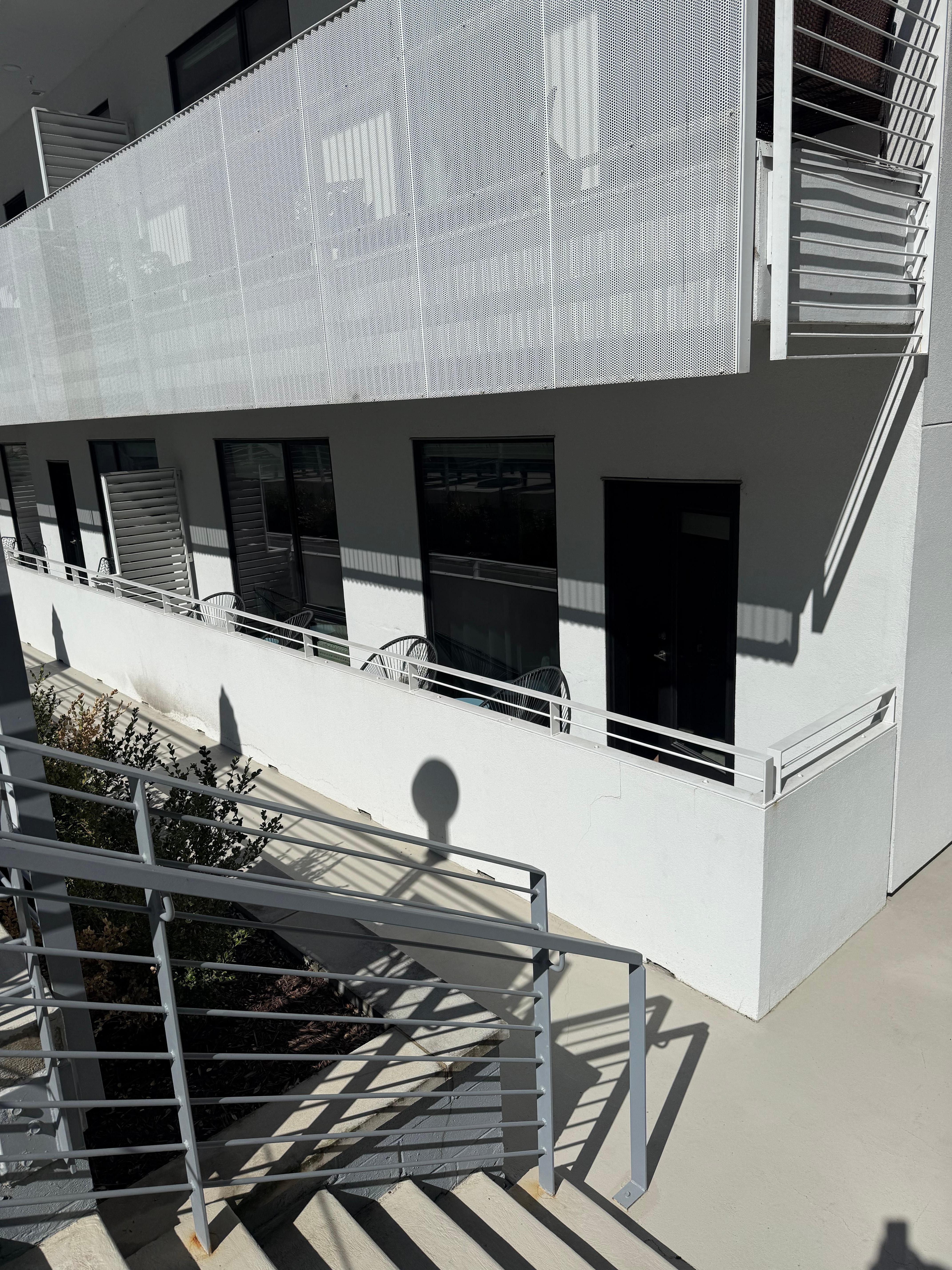 looking for the pool stairs the private corner patio