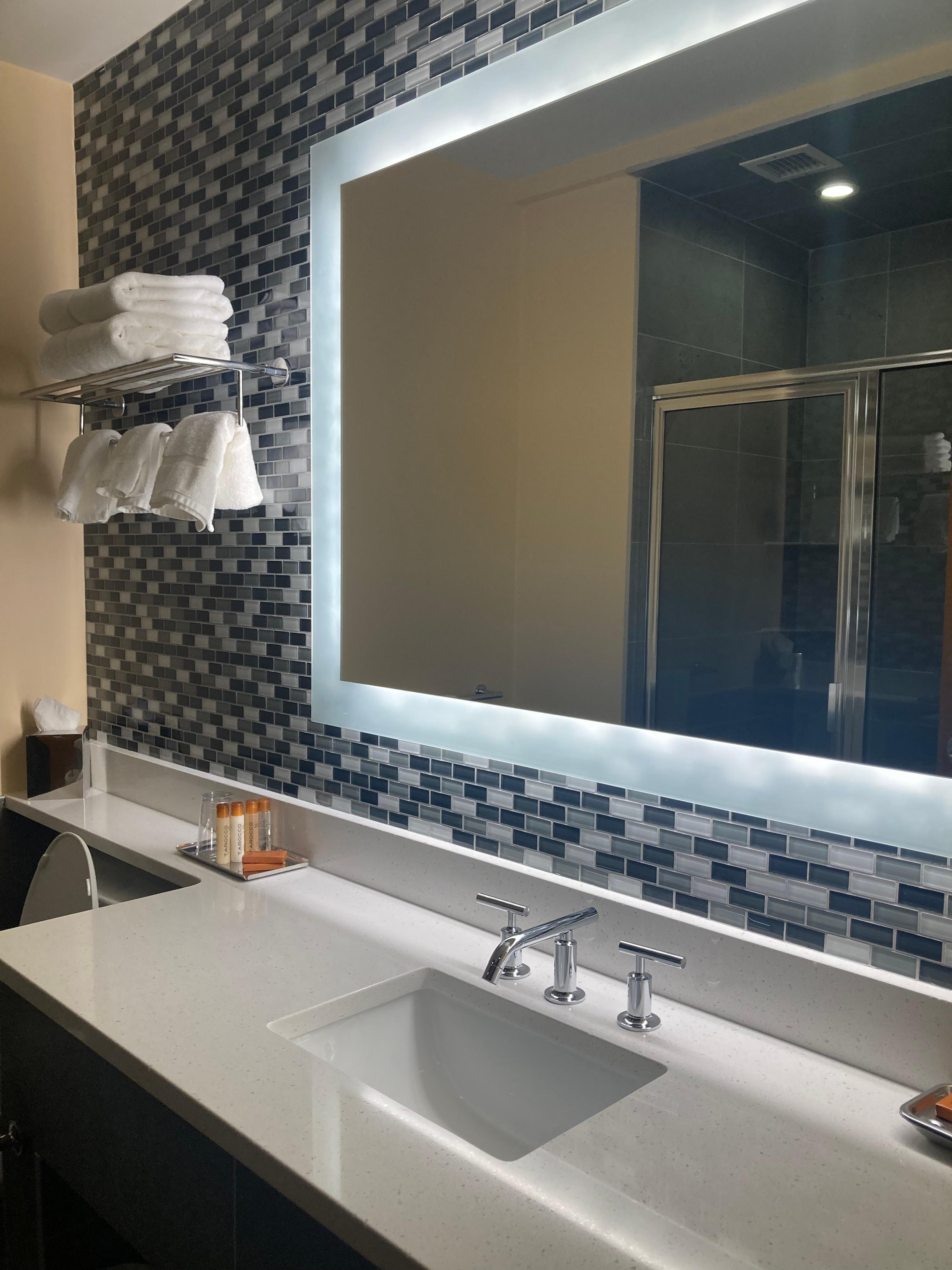 Bathroom with LED light mirror