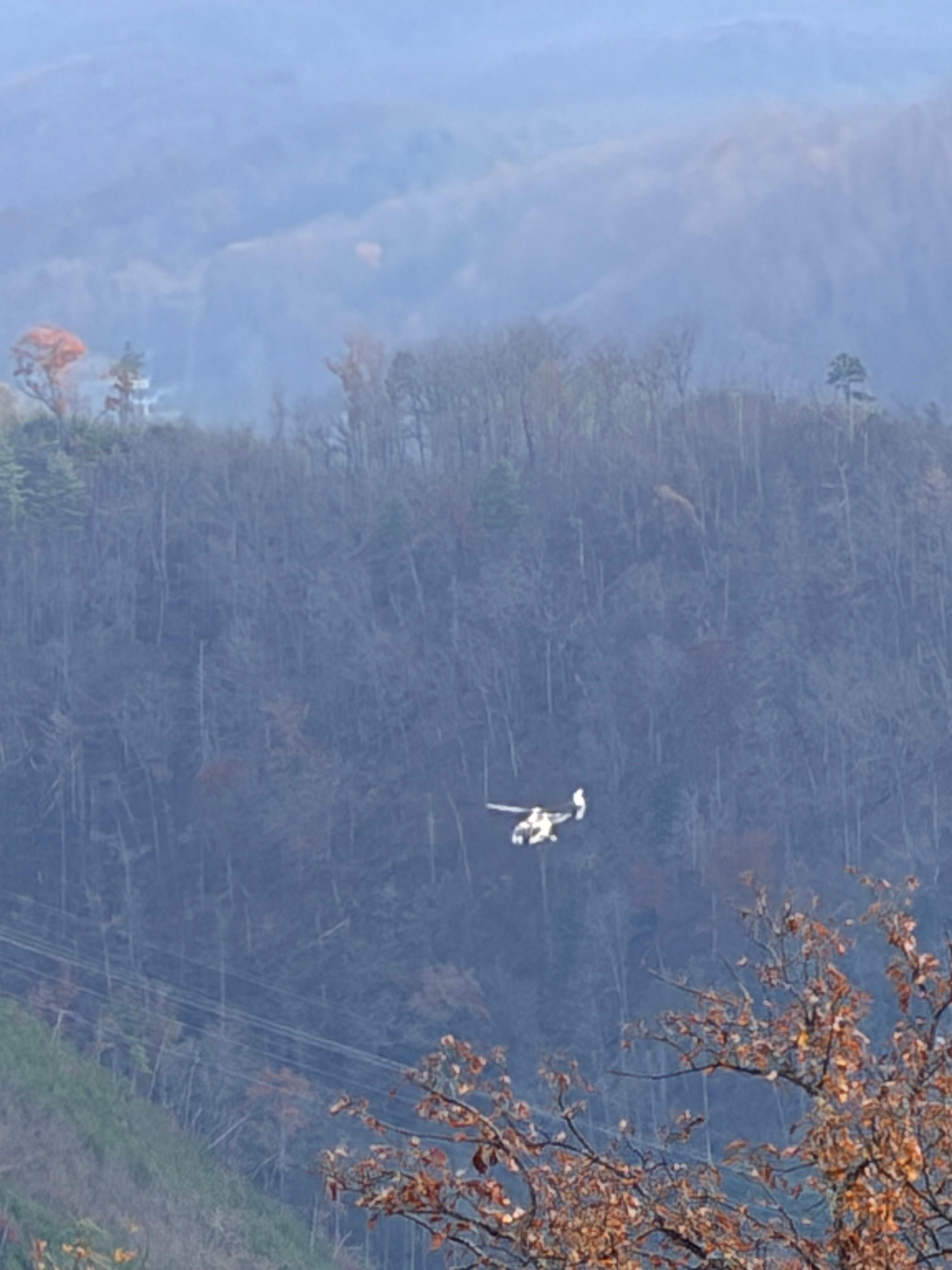 View from chalet with helicopter below us
