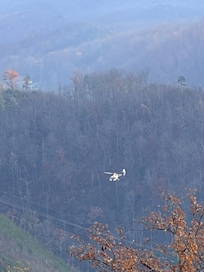 View from chalet with helicopter below us
