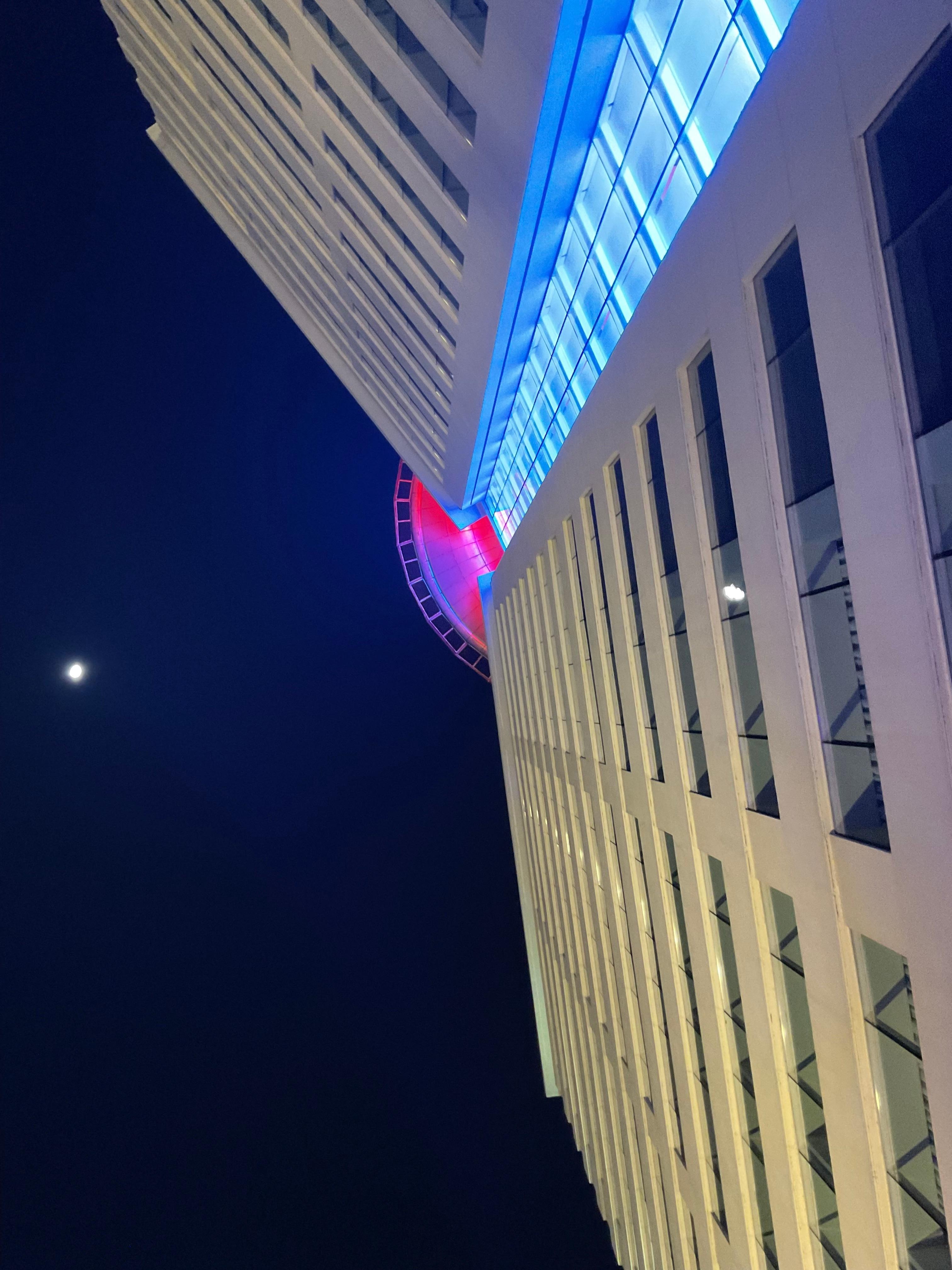 View from outdoor bar near pool looking up at the Hotel!