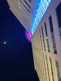 View from outdoor bar near pool looking up at the Hotel!