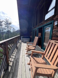 Back deck. Chairs were comfy and hot tub was excellent!