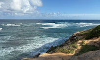 Ocean view from cliffs down the beach