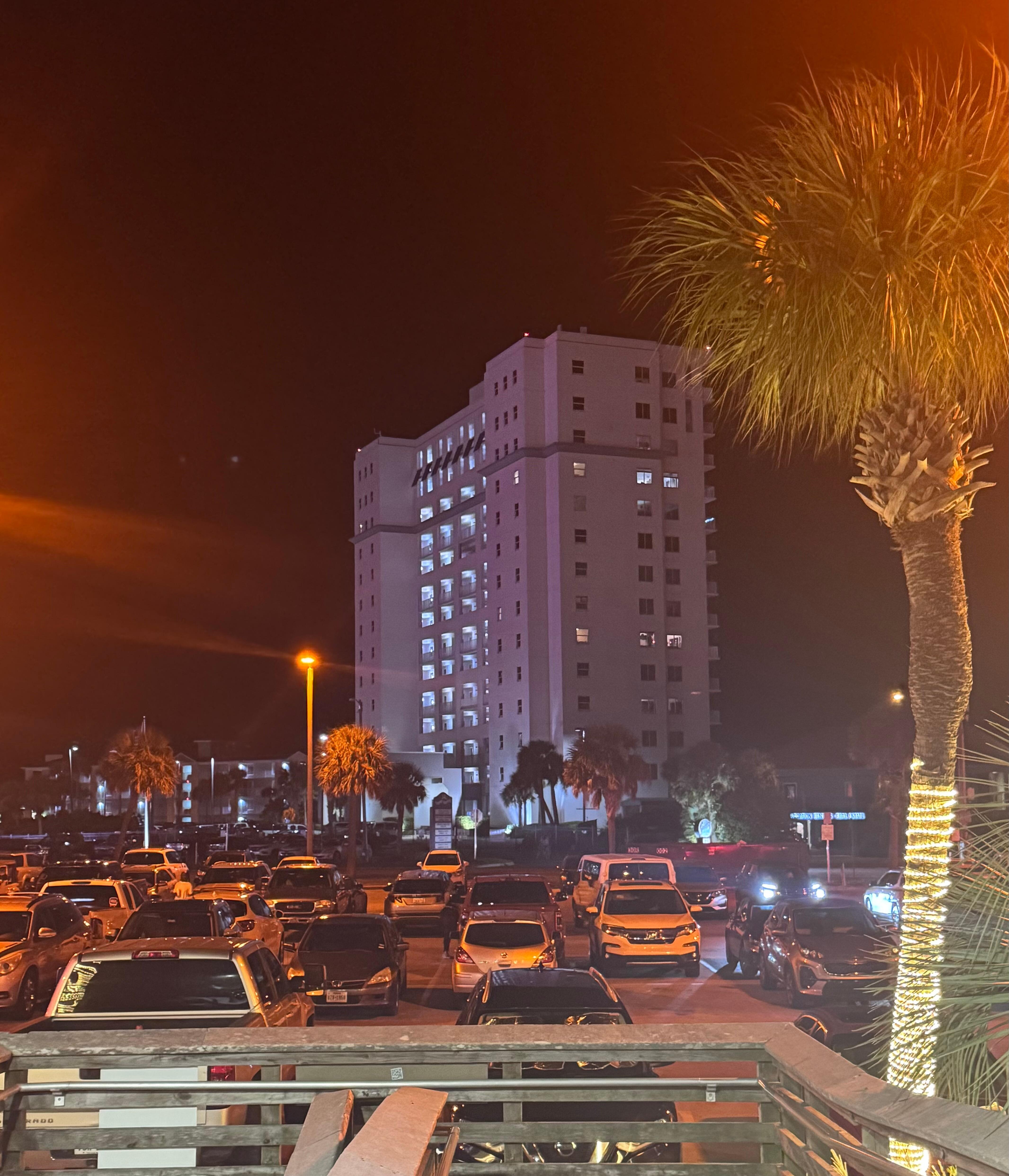 Condo at night from across the street. 