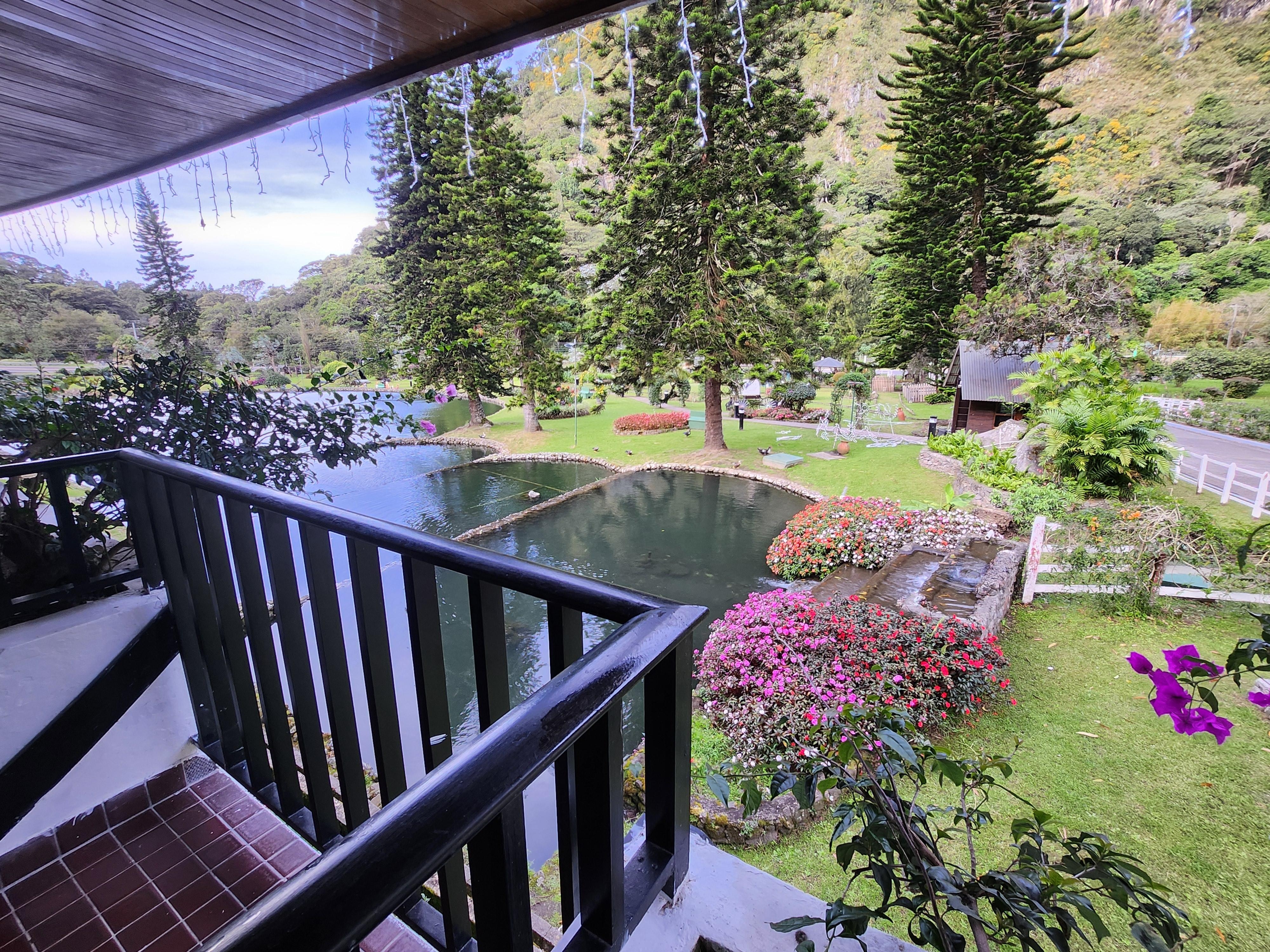 From balcony of room but only few rooms with balcony.   None of other rooms have one.