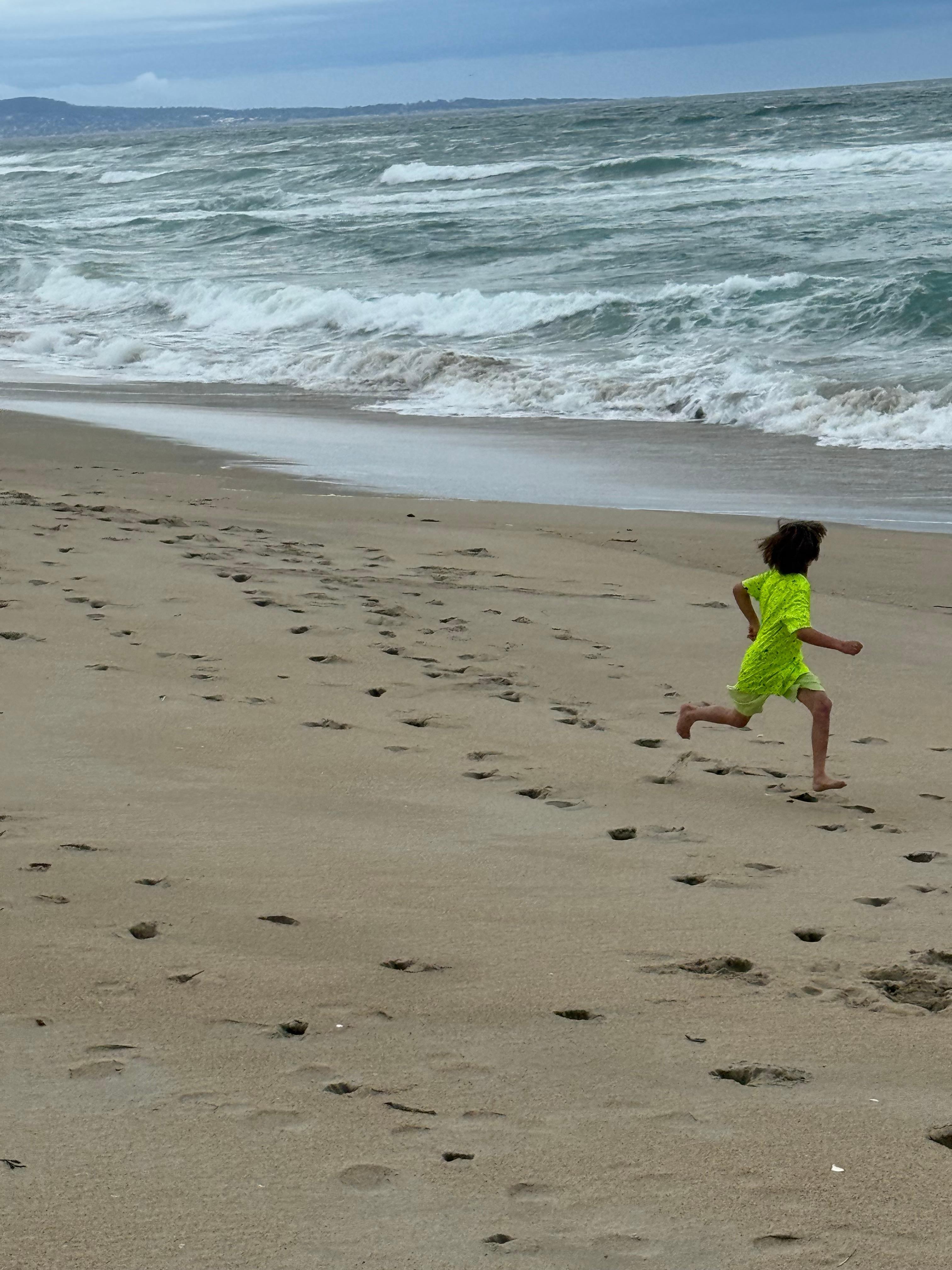 A run on the beach a few yards from the house.