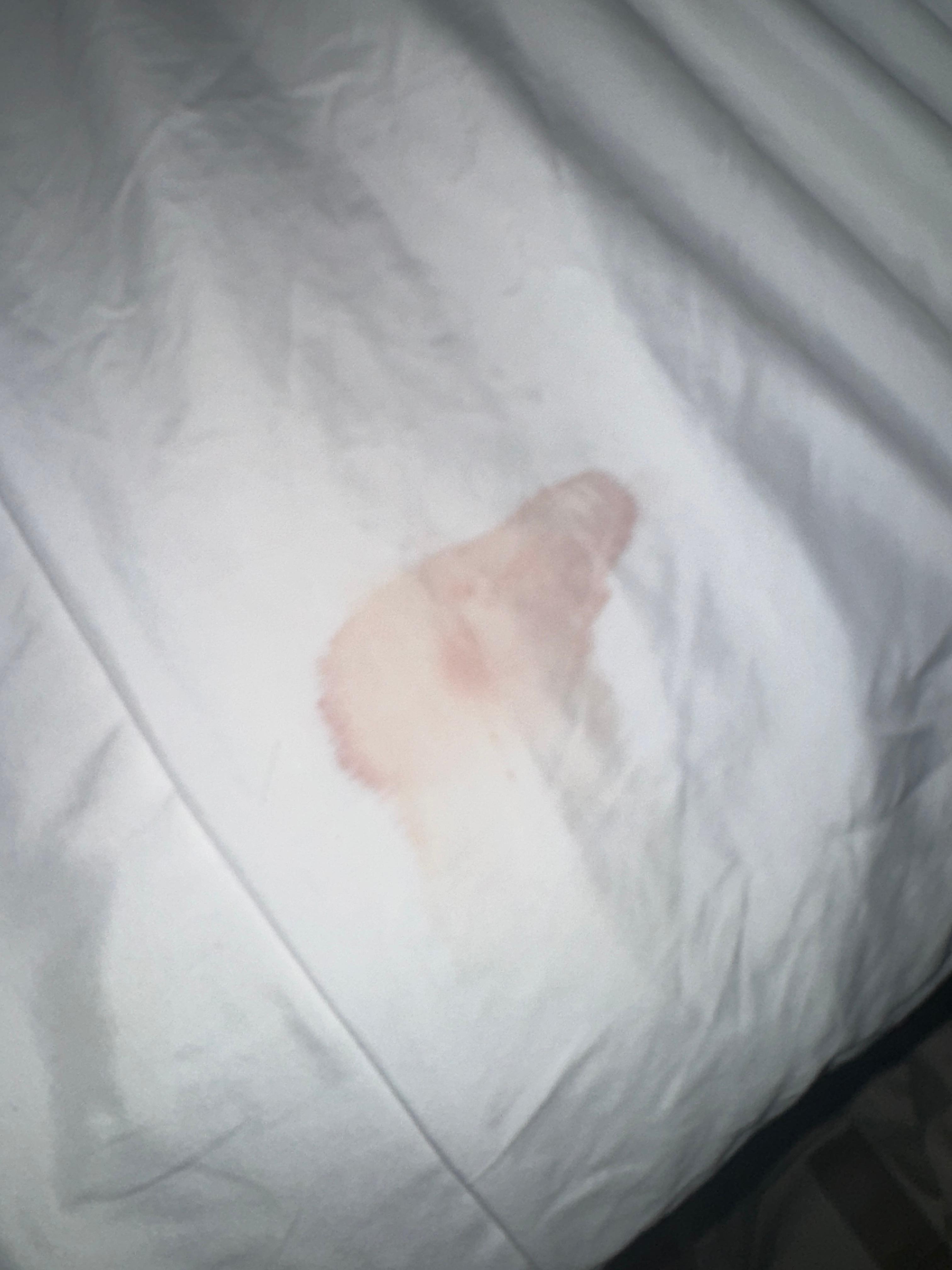 Stained sheets on our bed