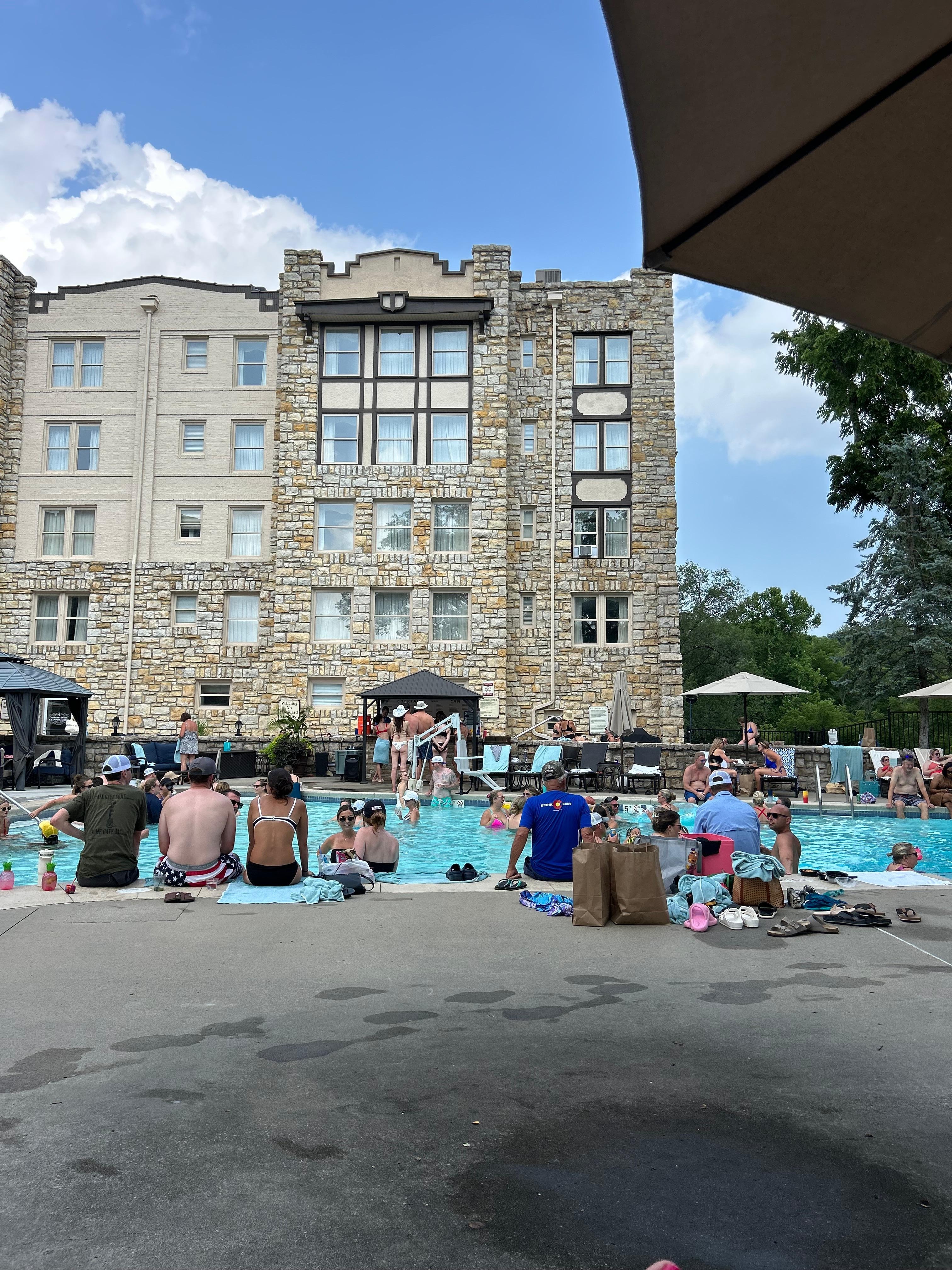 Outside at the pool