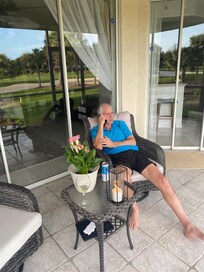 The enclosed patio was very comfortable and fun to watch the golfers!