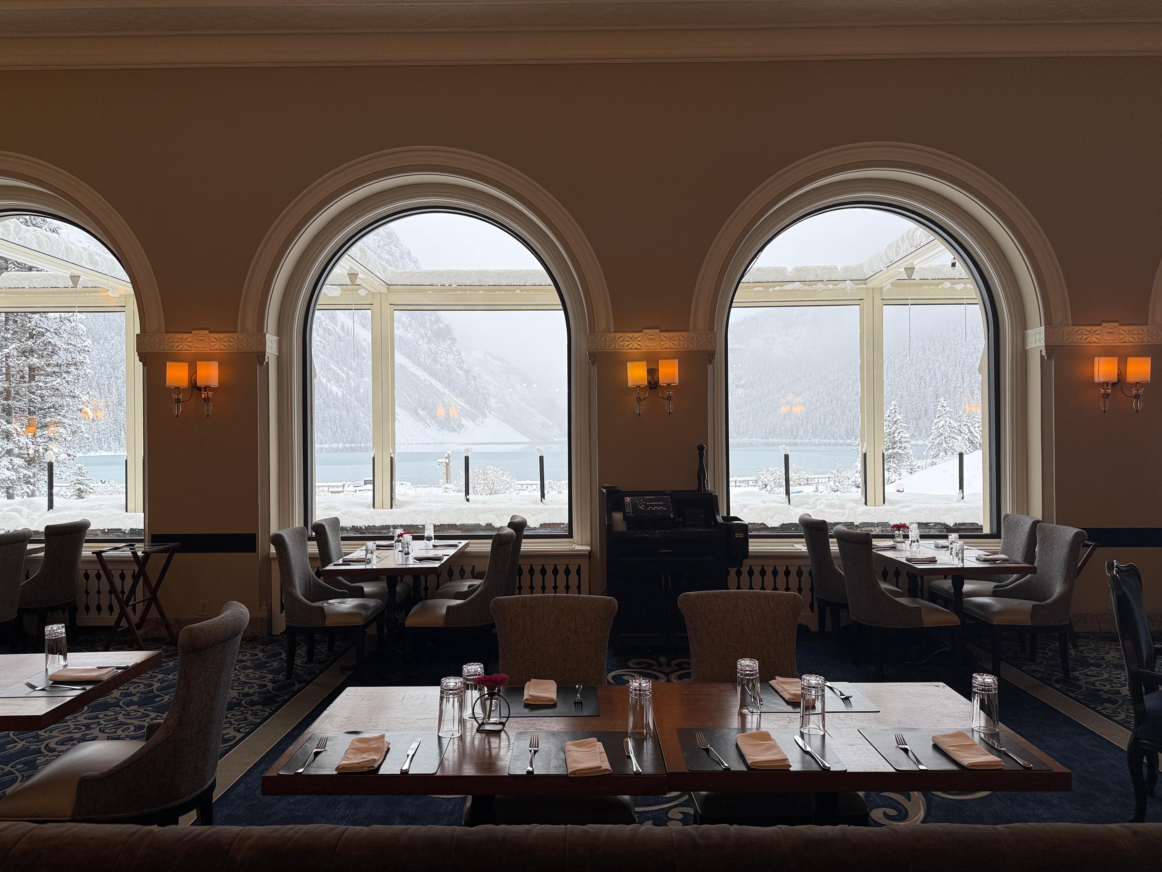 Beautiful arched windows at the Lakeview Lounge