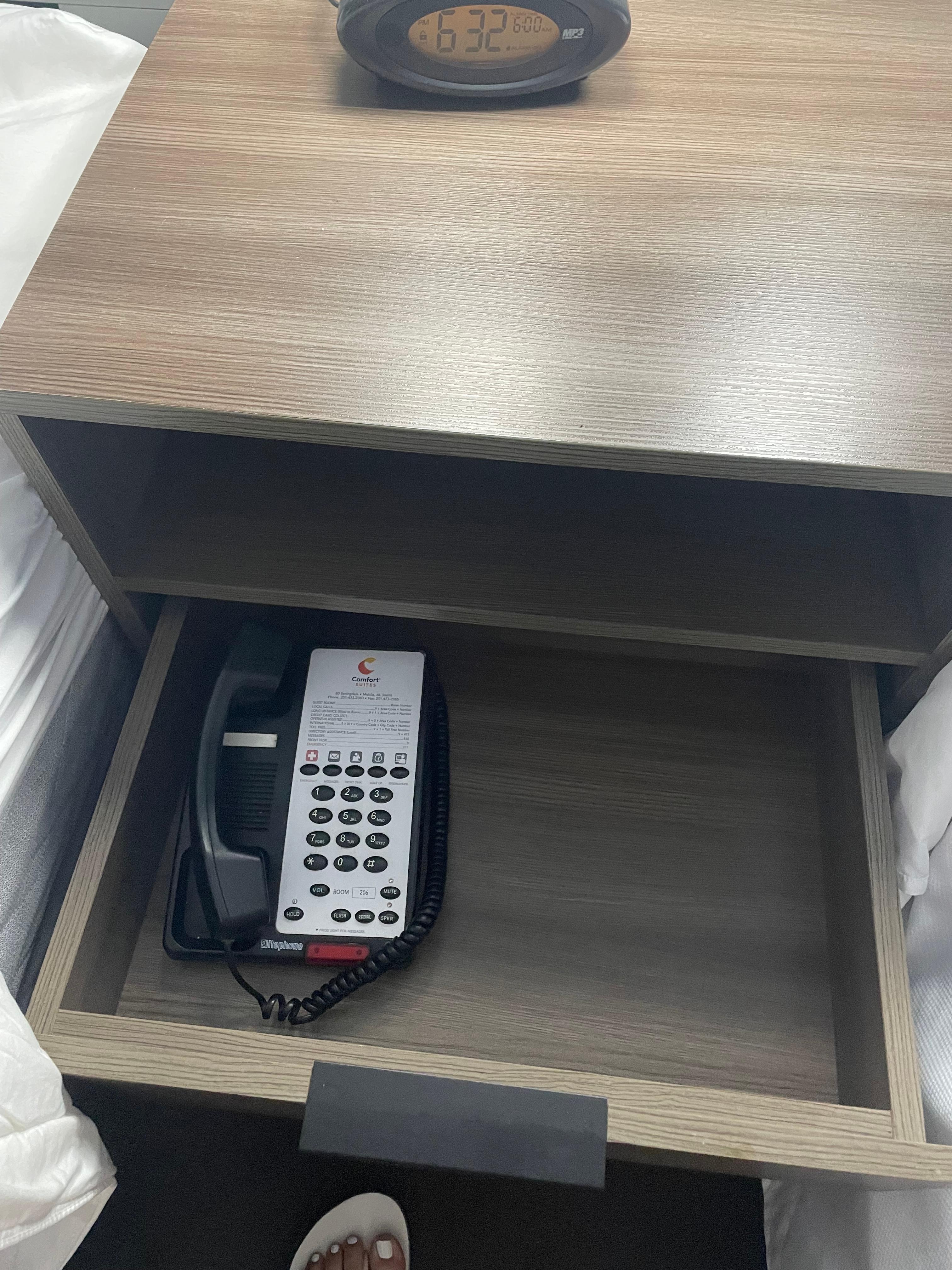 Phone was unplugged and in drawer 