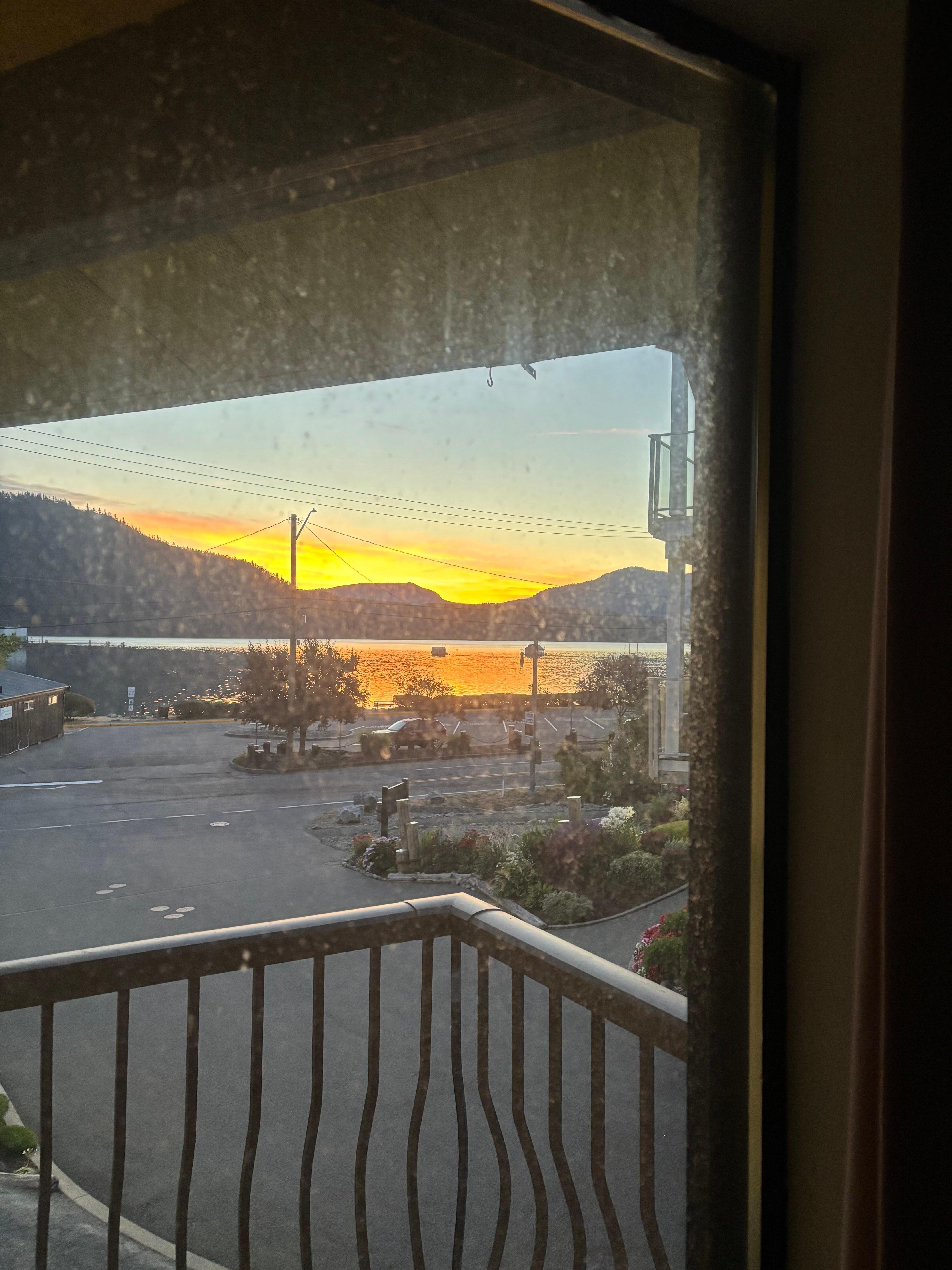 View out dirty window and screen