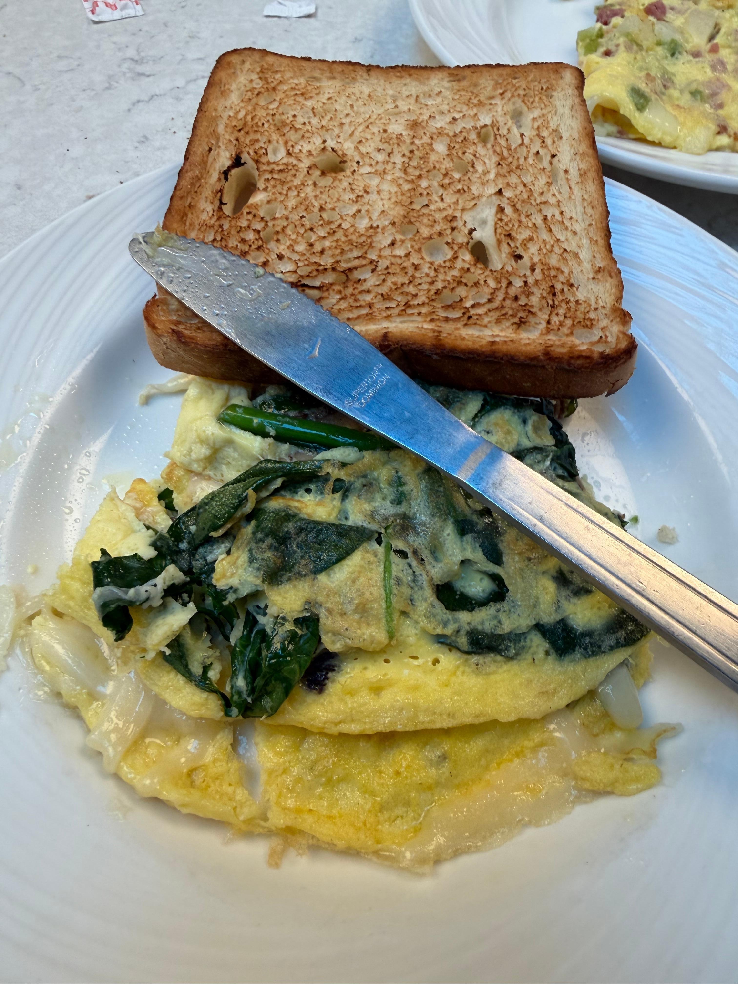 Had to eat my omelet with a knife.  Stood in line for a good 25 minutes.  