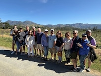 Enjoying a local winery tour.