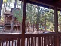 Enjoying our deck at The Old Glory cabin
