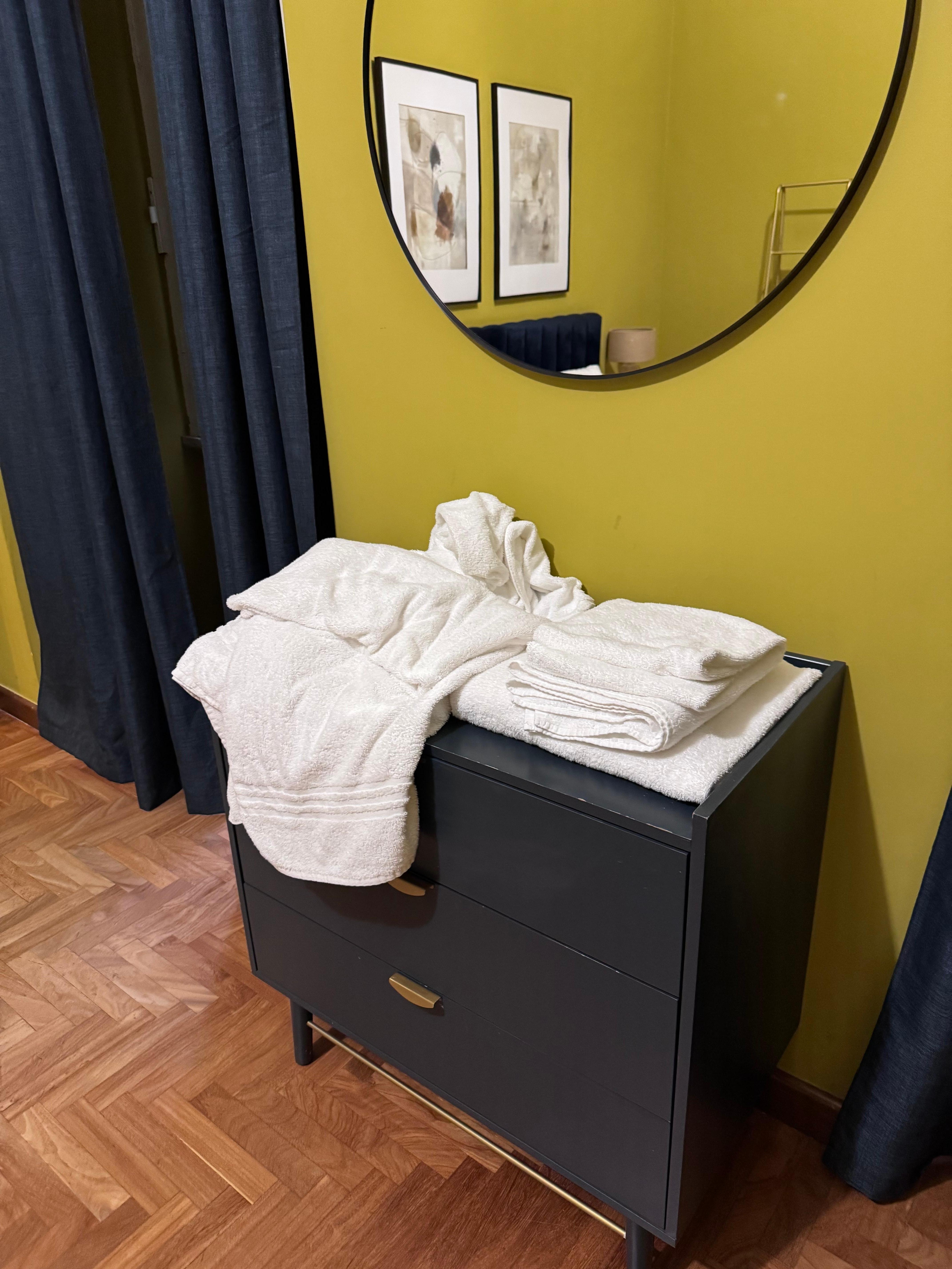 upon arrival, used towels