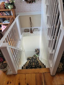 These stairs are straight up, so it sucks carrying up heavy luggage to the top.