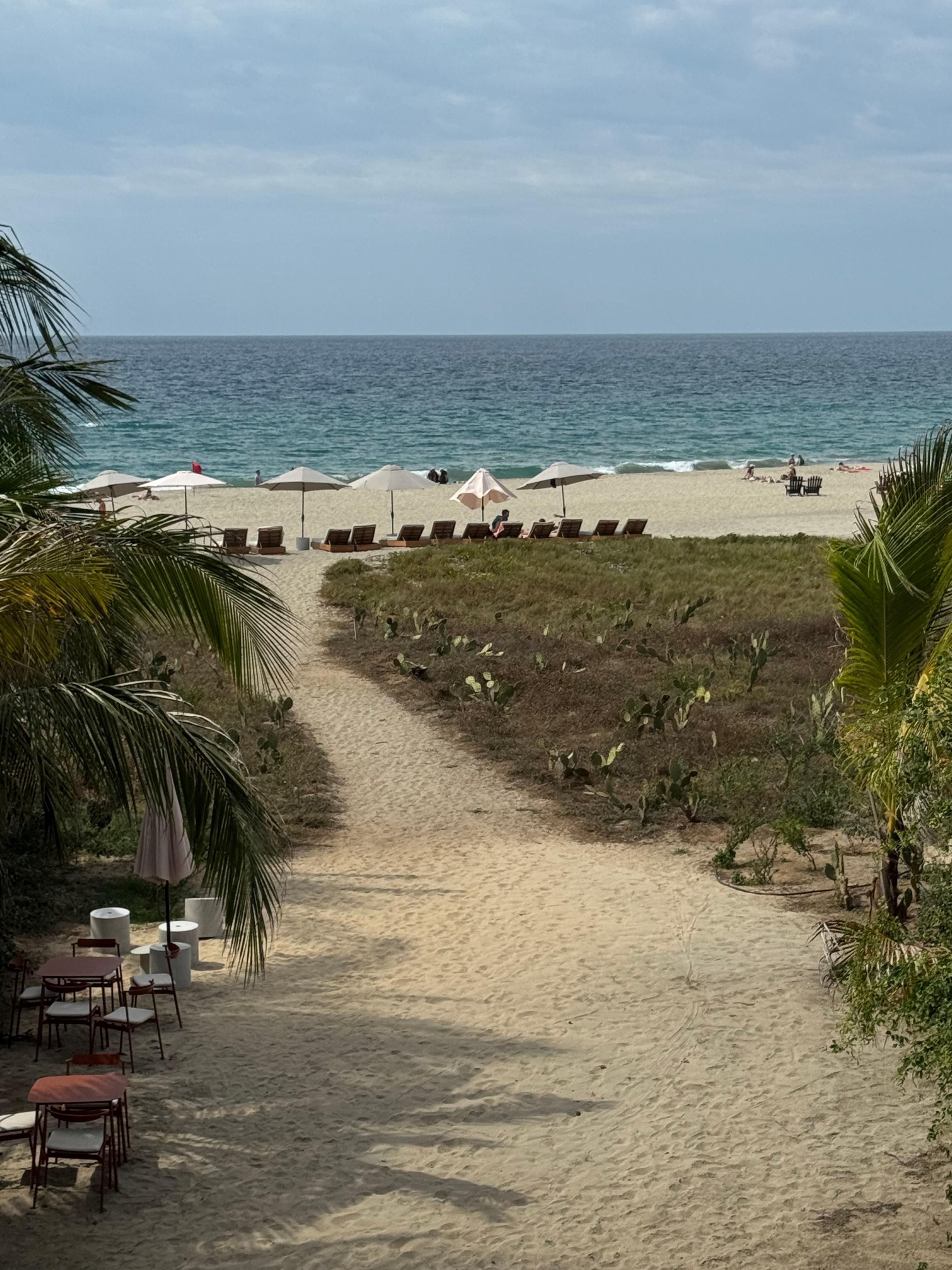 Path to the beach and beach beds