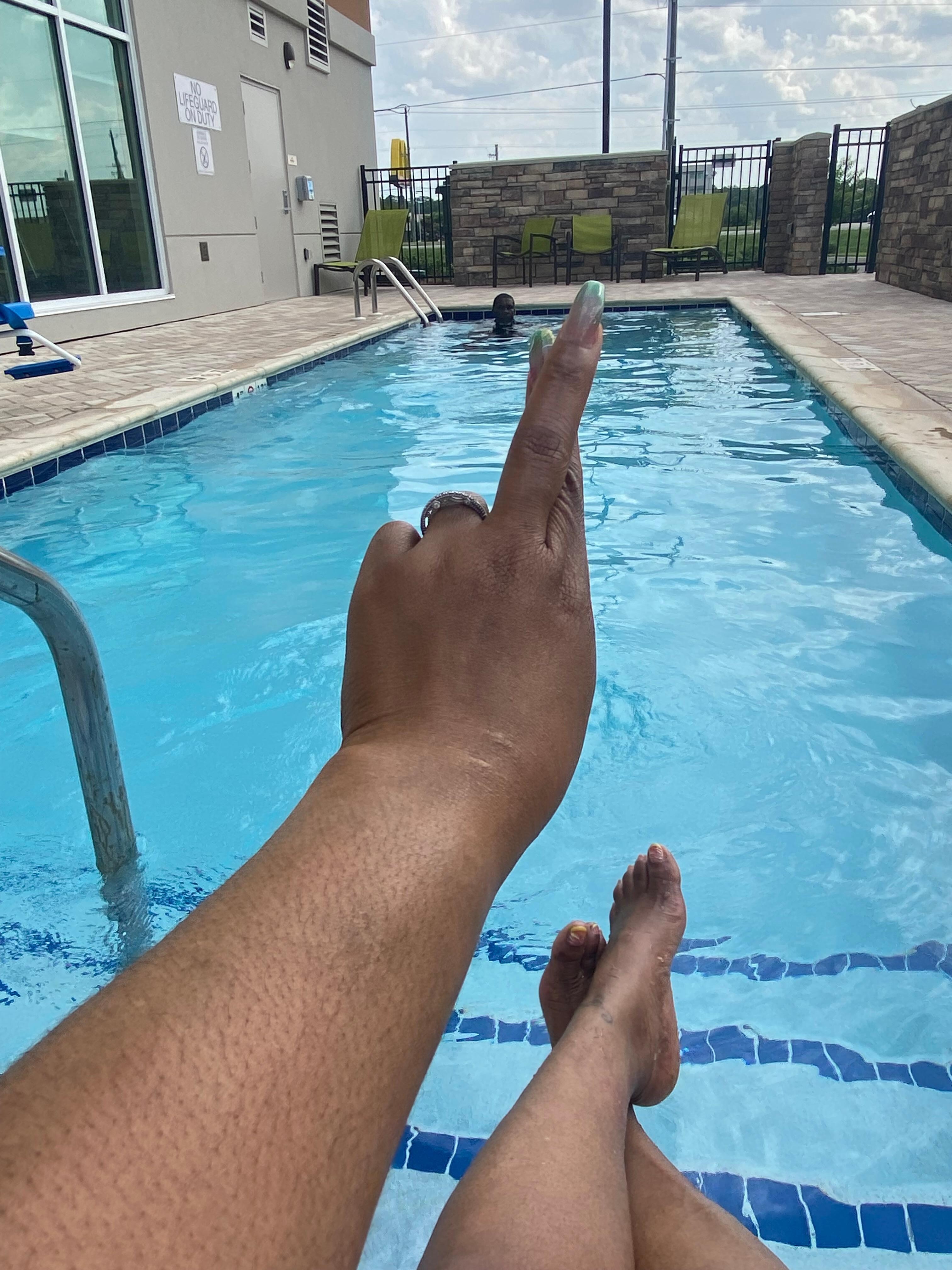 Us poolside…it’s was so nice …and quiet…