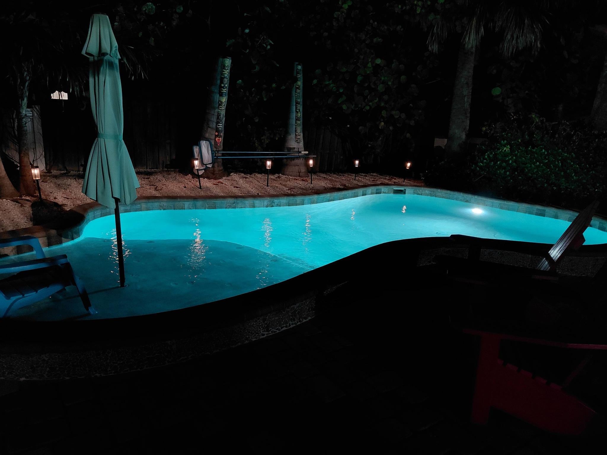 beautiful pool at night 