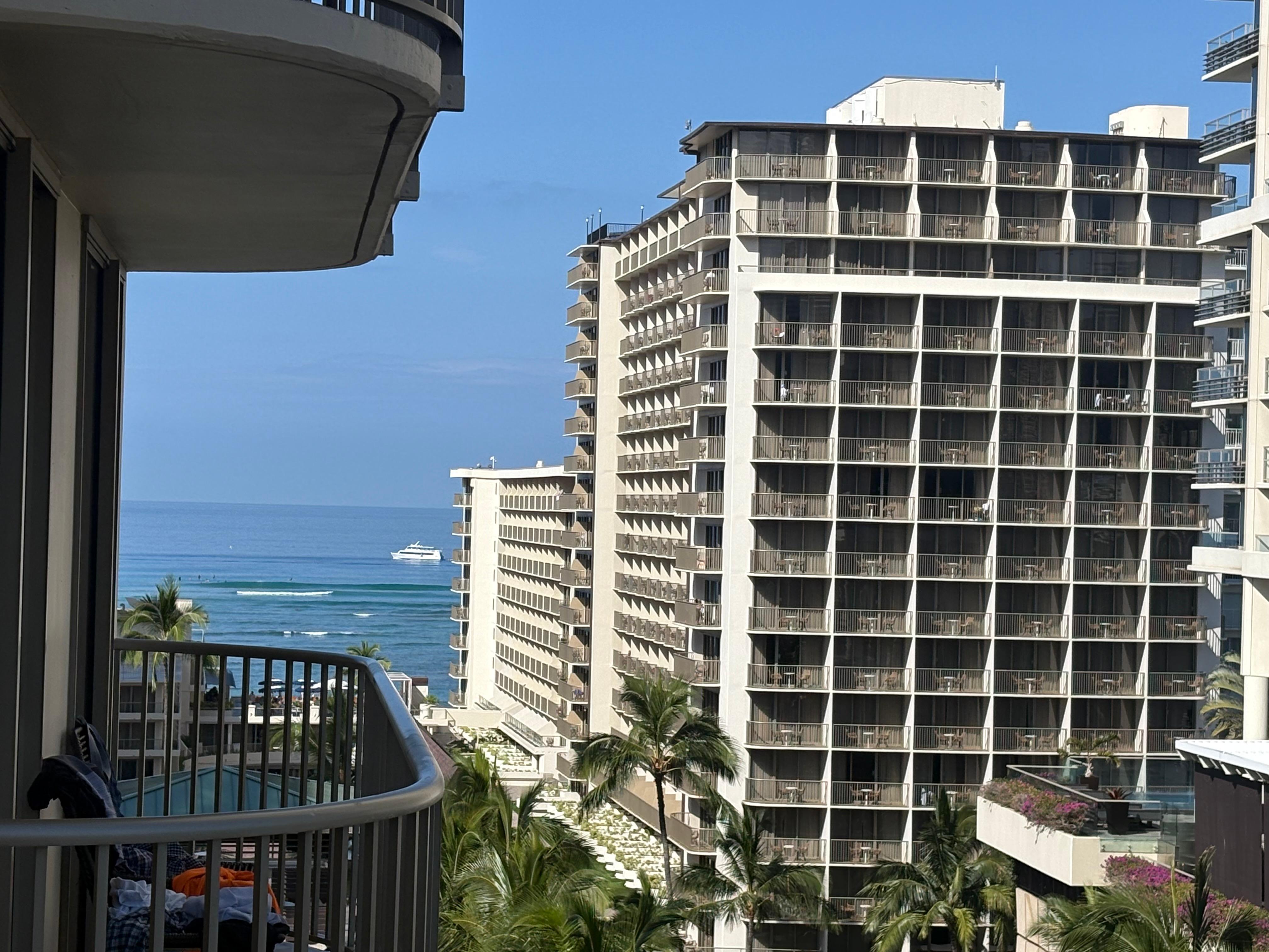 View of the beach from our room -9th floor 