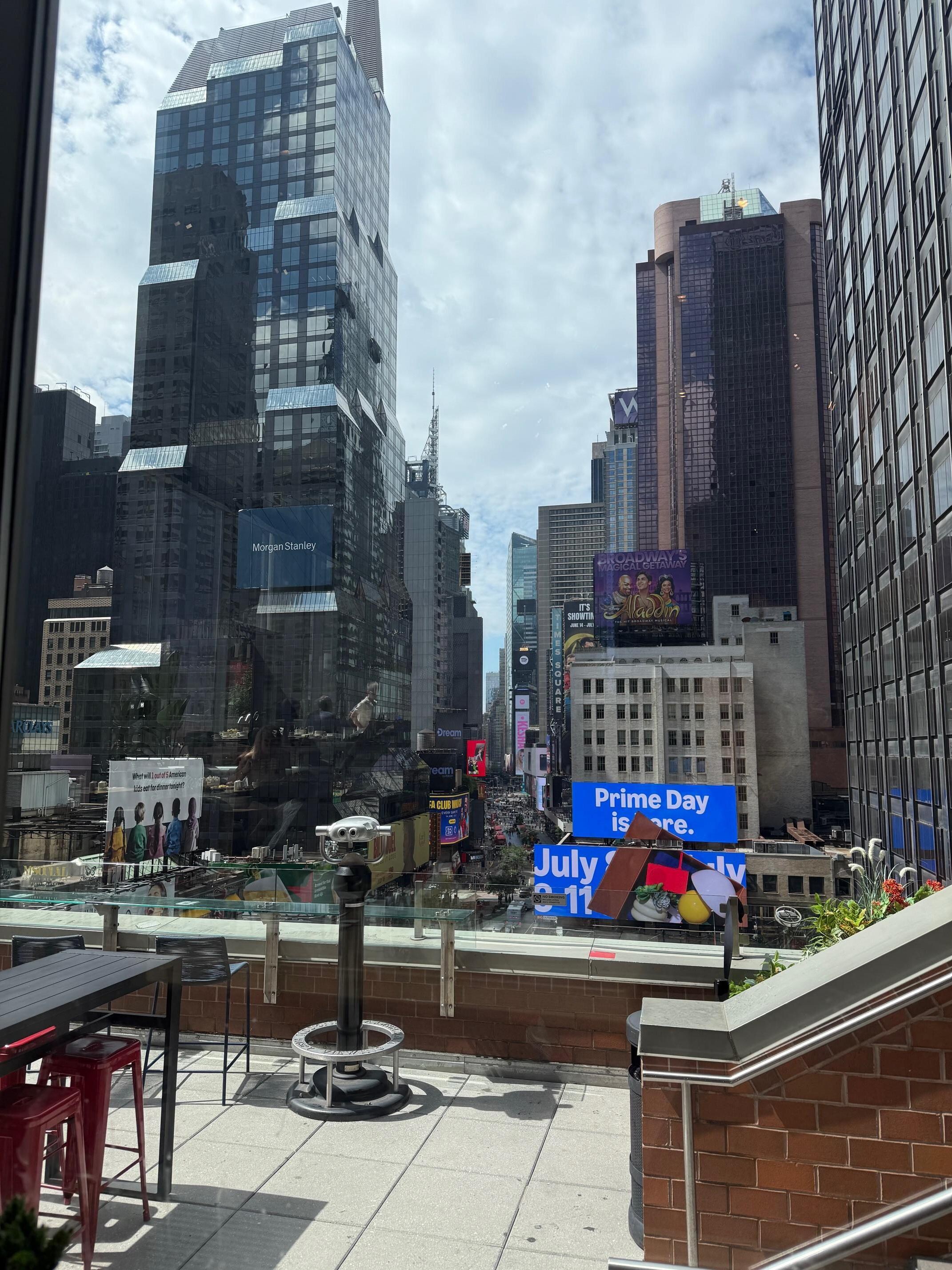 Times Square view from the rooftop bar