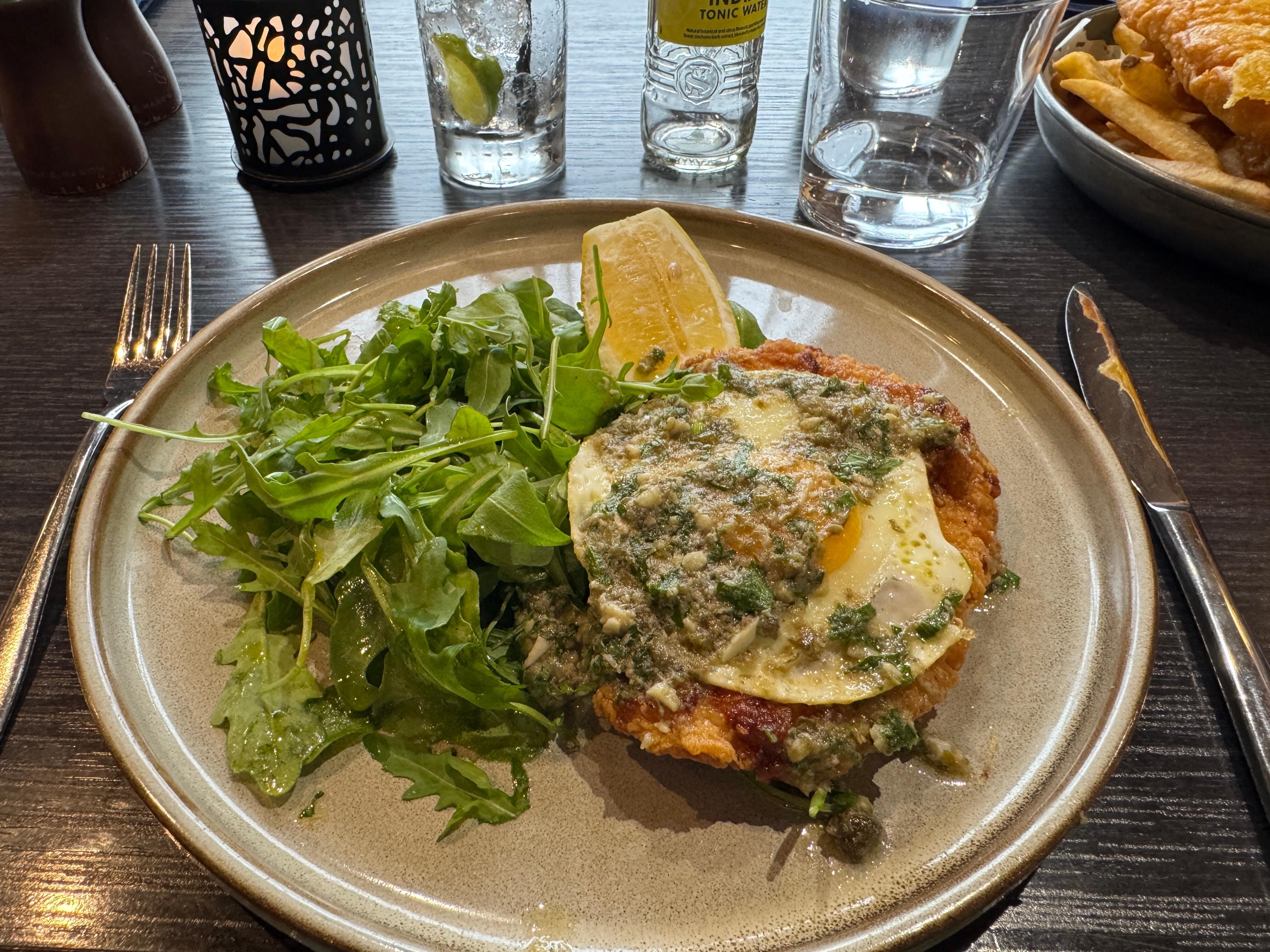 Chicken Schnitzel, hotel restaurant 