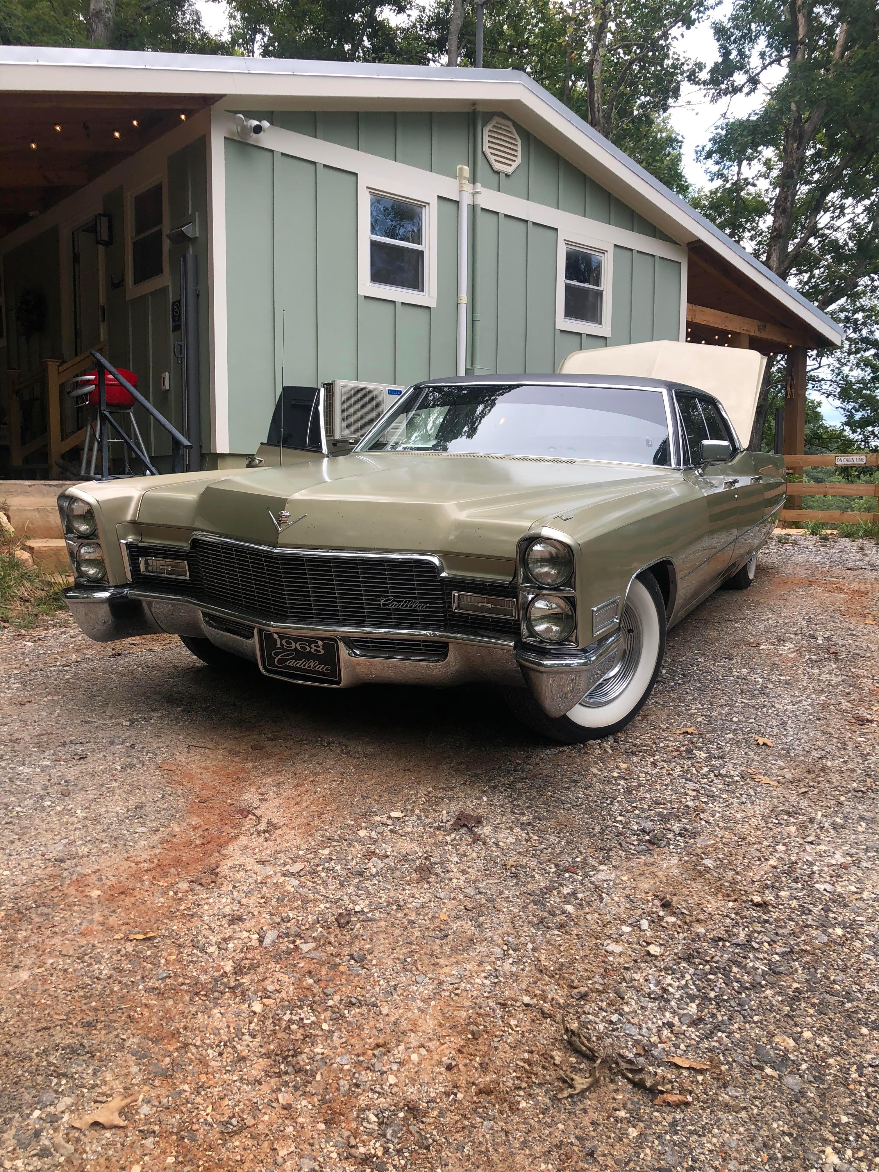 The gravel road was steep at some points, but we made it in this classic 1968 Cadillac!