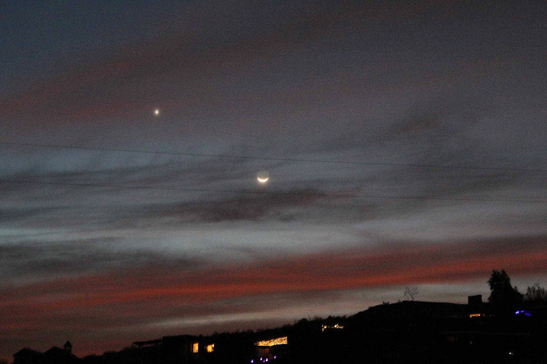 Moon and evening star. 