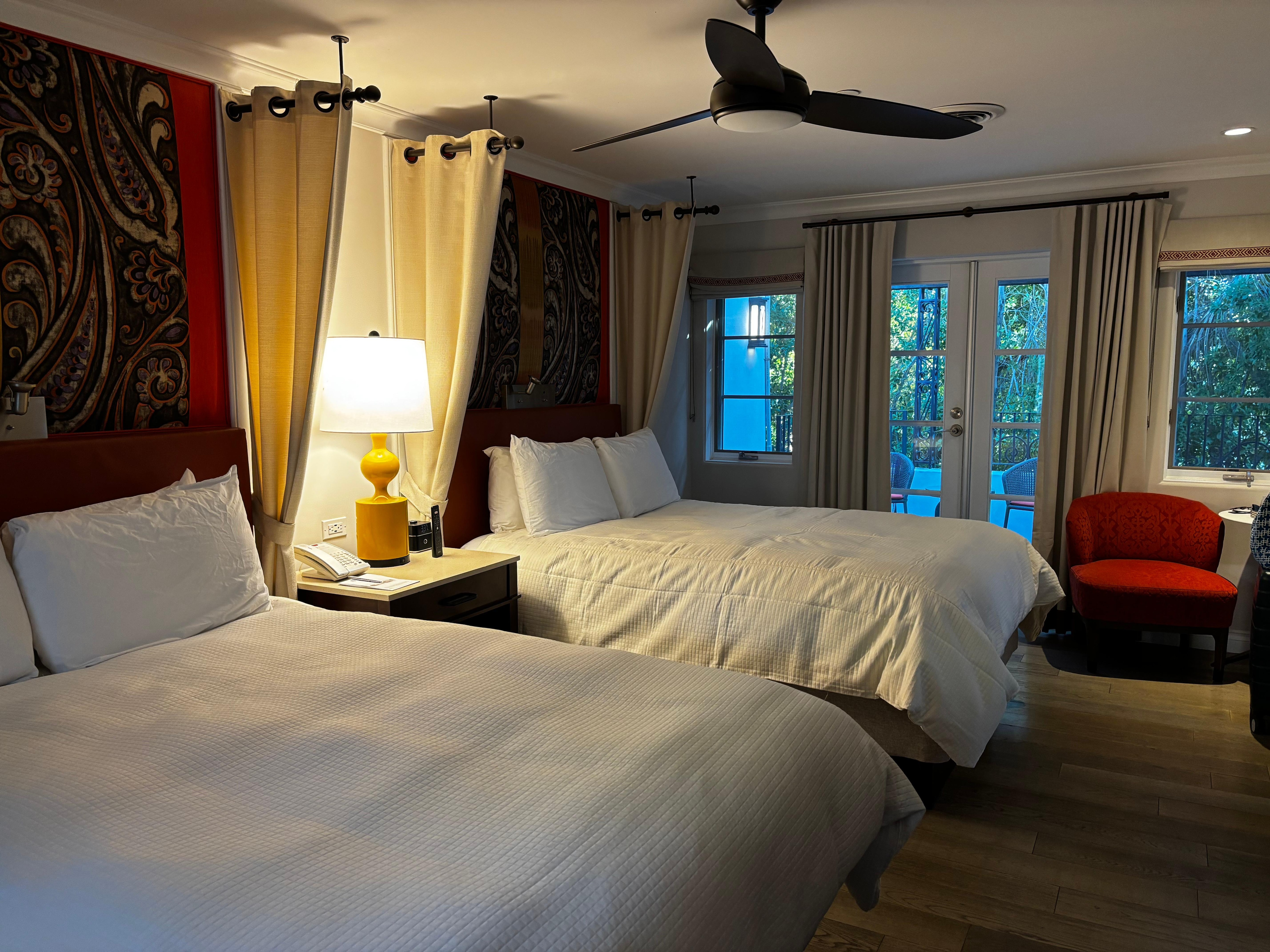 Our room w/ balcony; nice to be able to open doors for fresh air