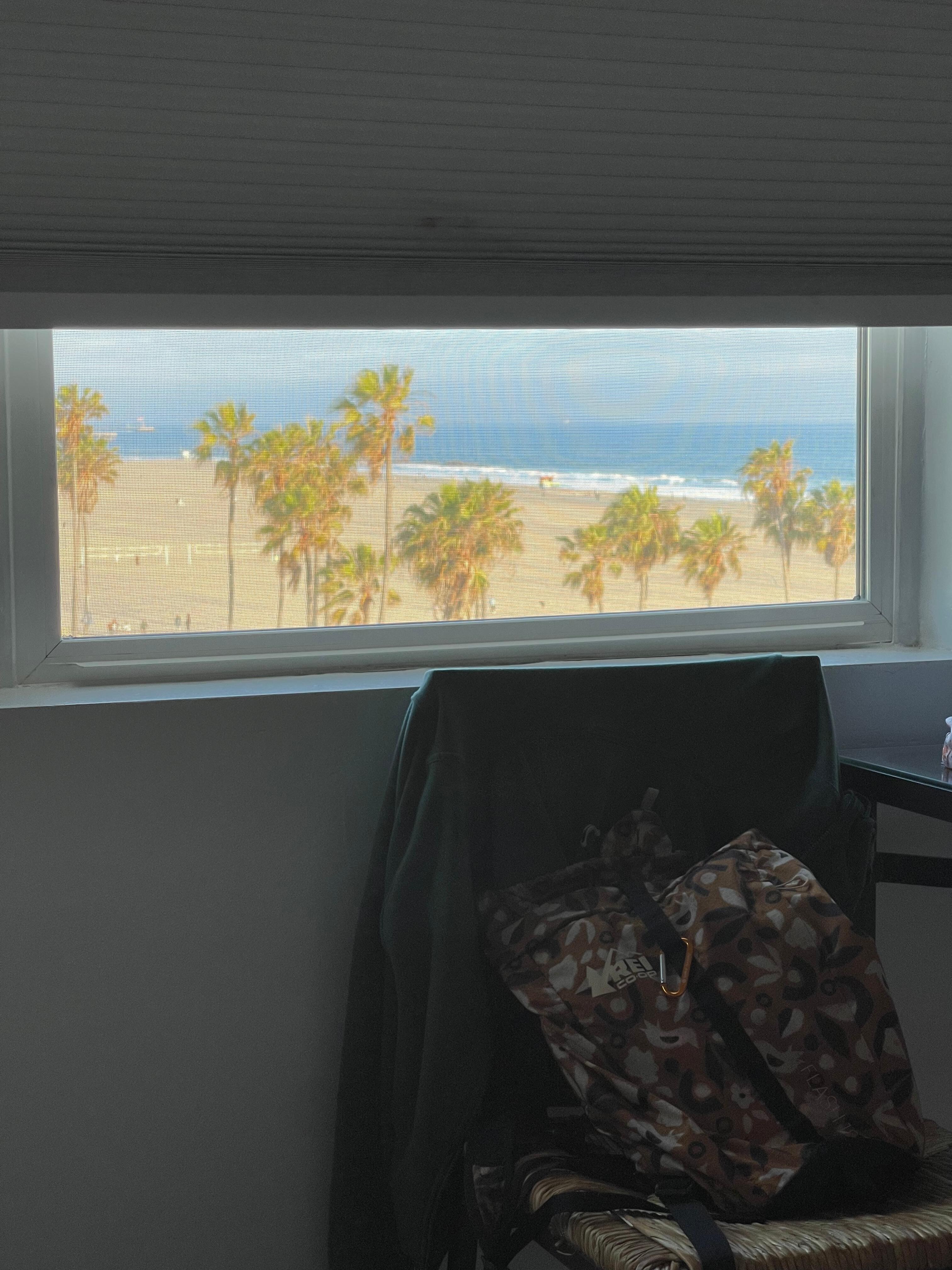 View while reading in bed with shade drawn.