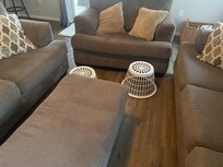 Make shift coffee table. Then brought pool deck table inside.