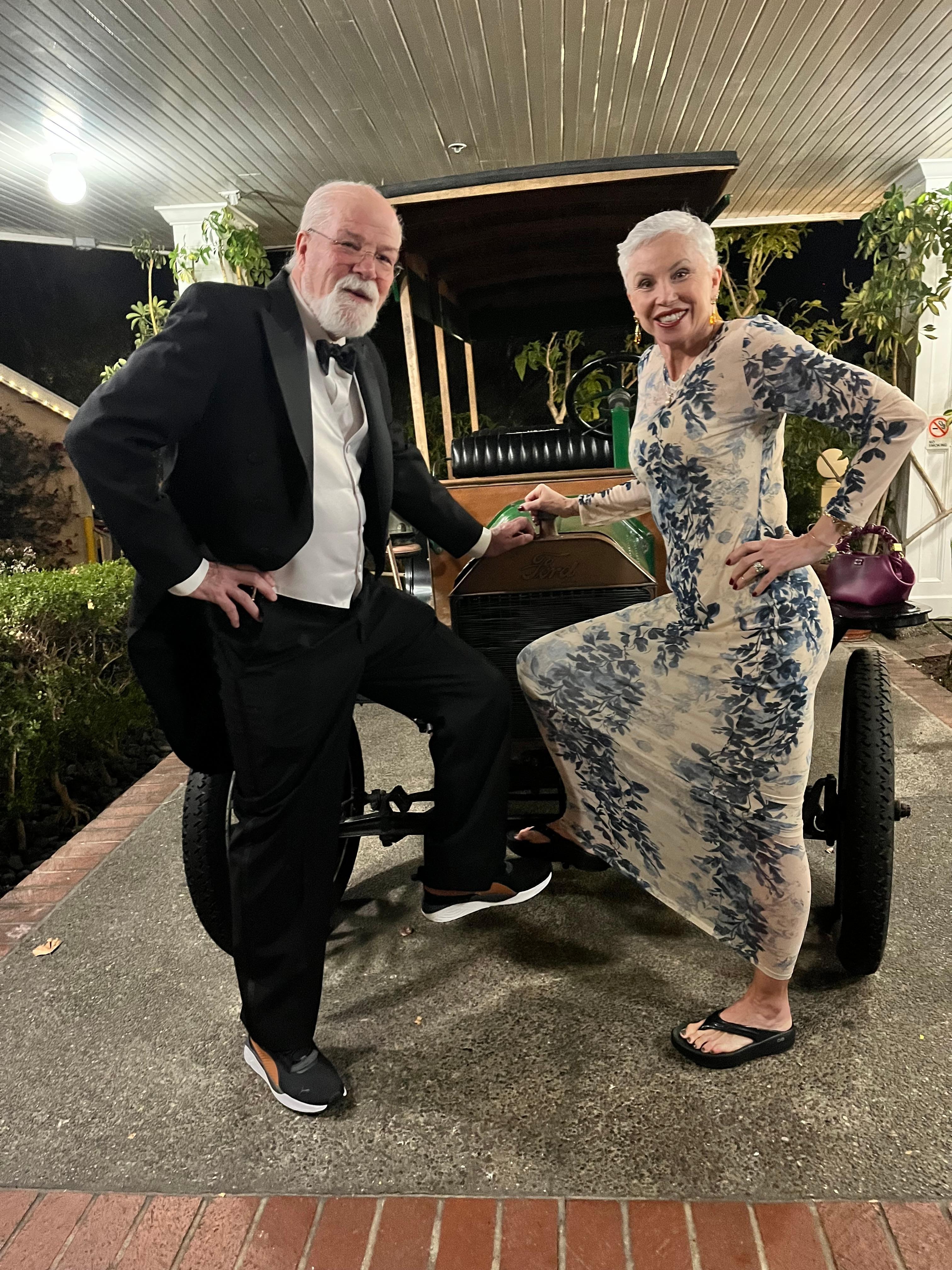 Ready for a party, outside Apple Farm Inn