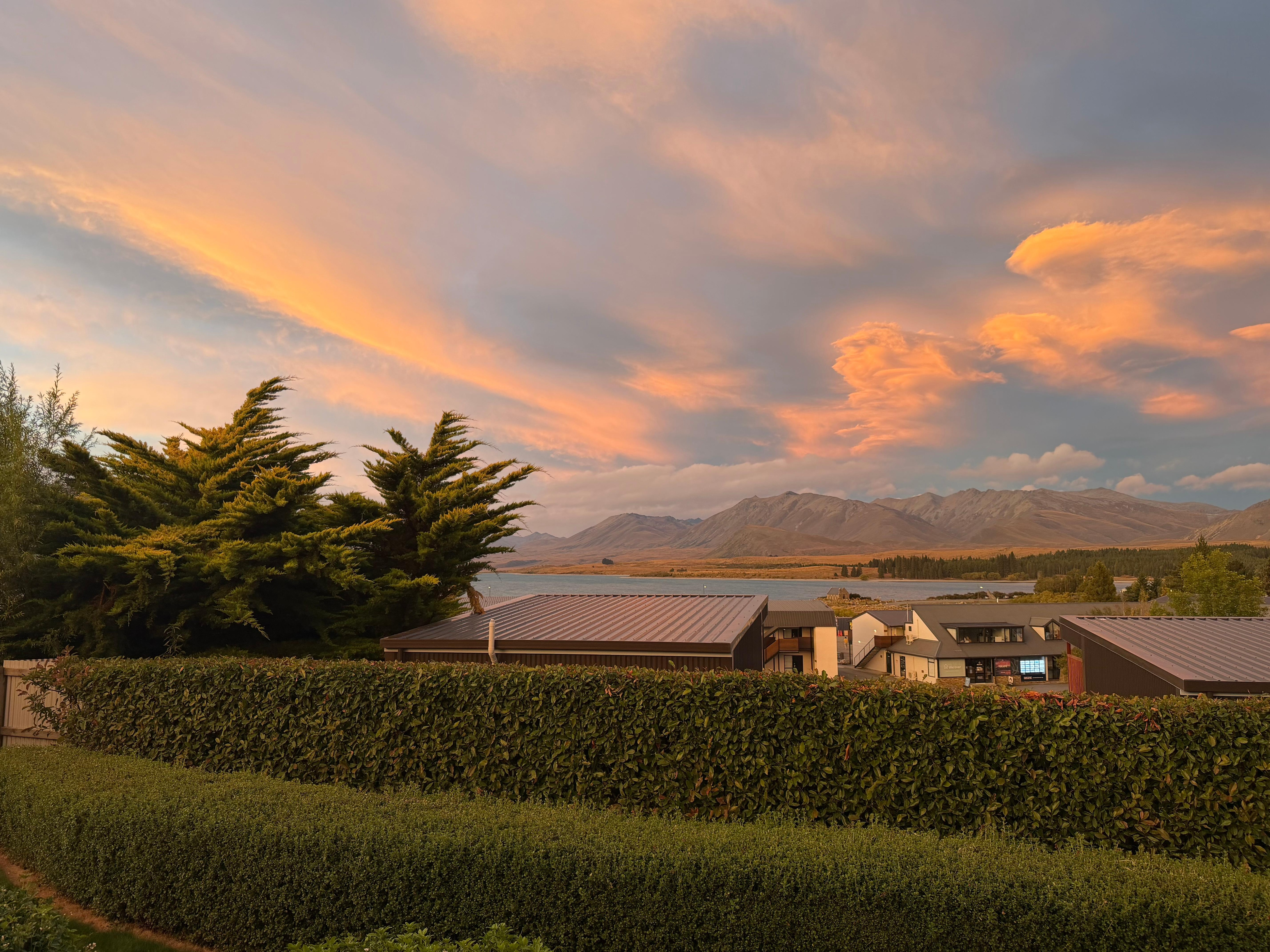 Sunset reflecting on lake. 