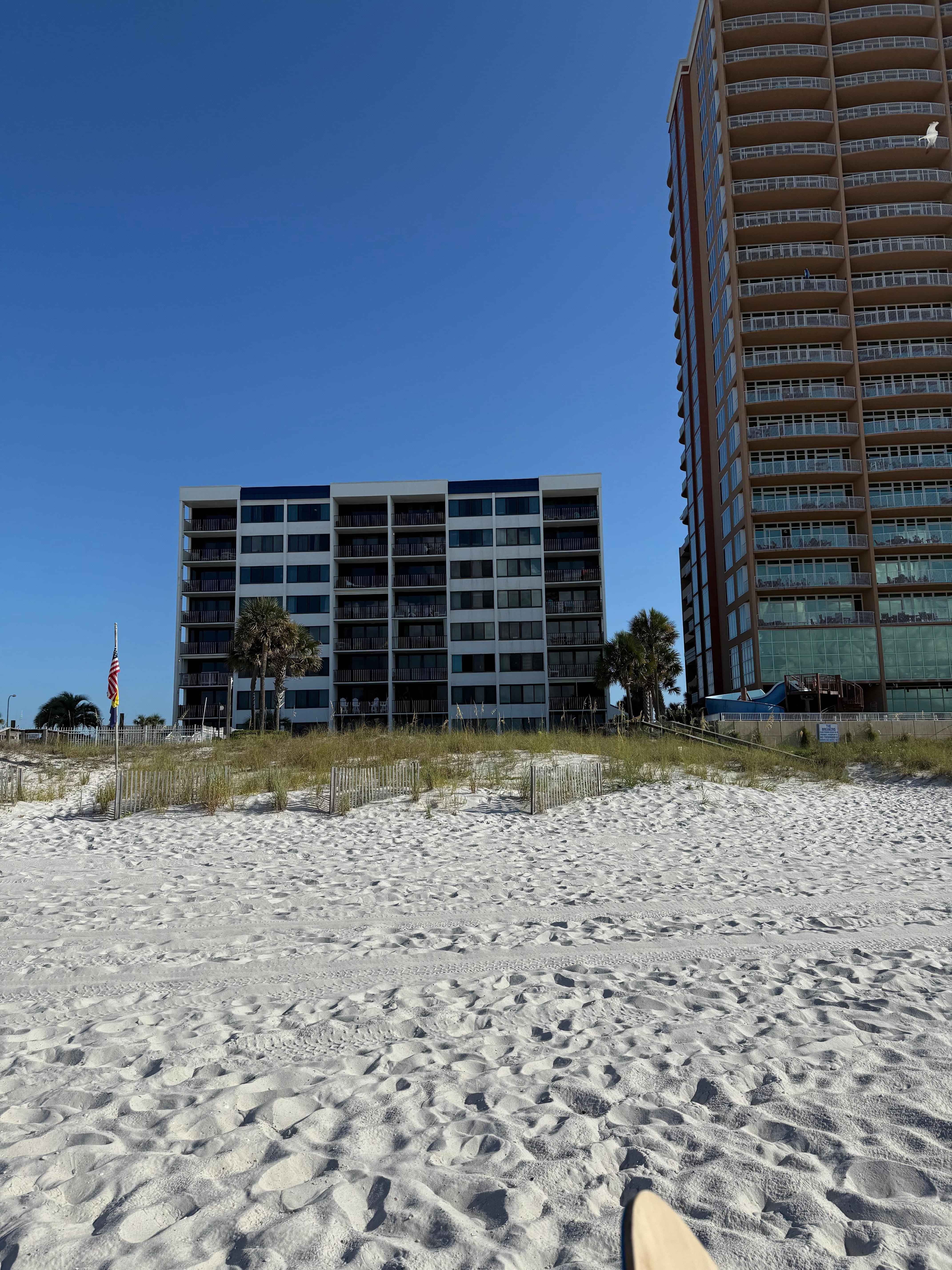 This is the view of the building from the beach. 
