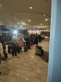 The first third or so of the hotel checkin line.