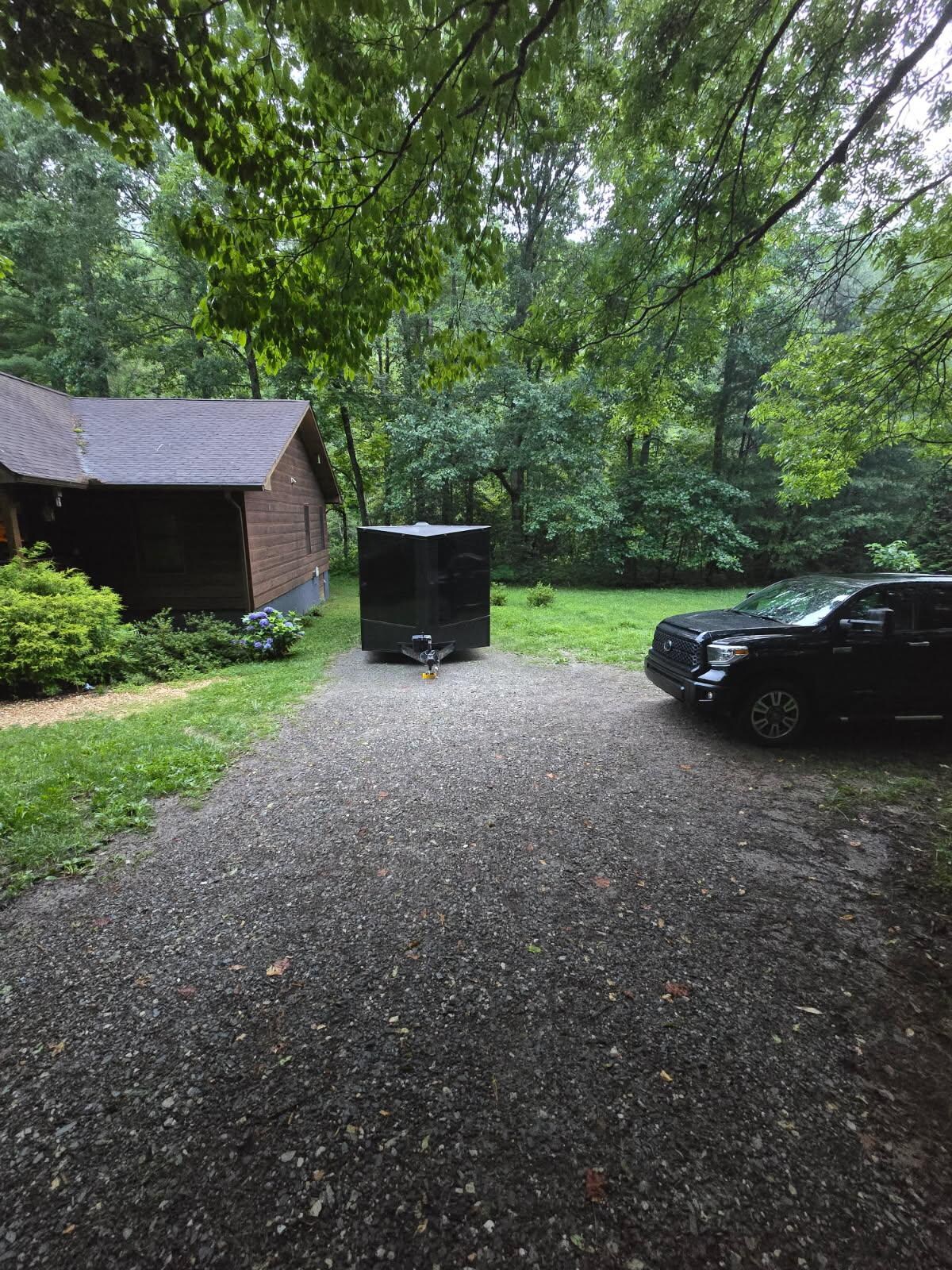 Trailer and truck on property. Lots of space to park.
