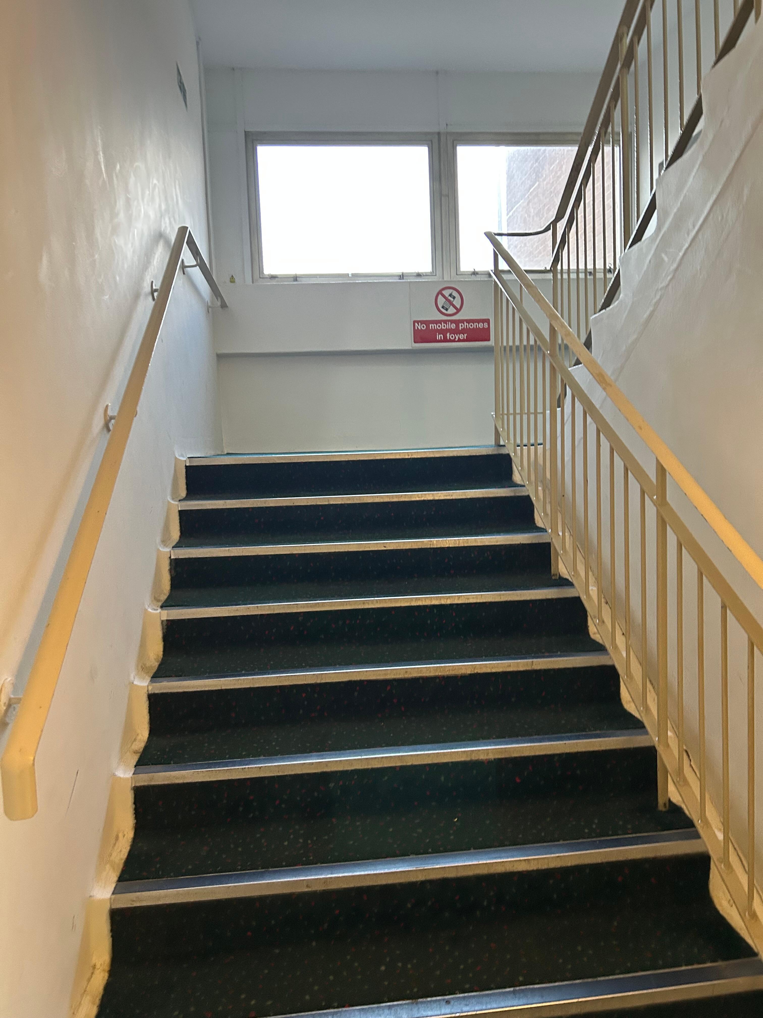 One of the many stairways I hobbled up and down after being refused help and sent the wrong way. 