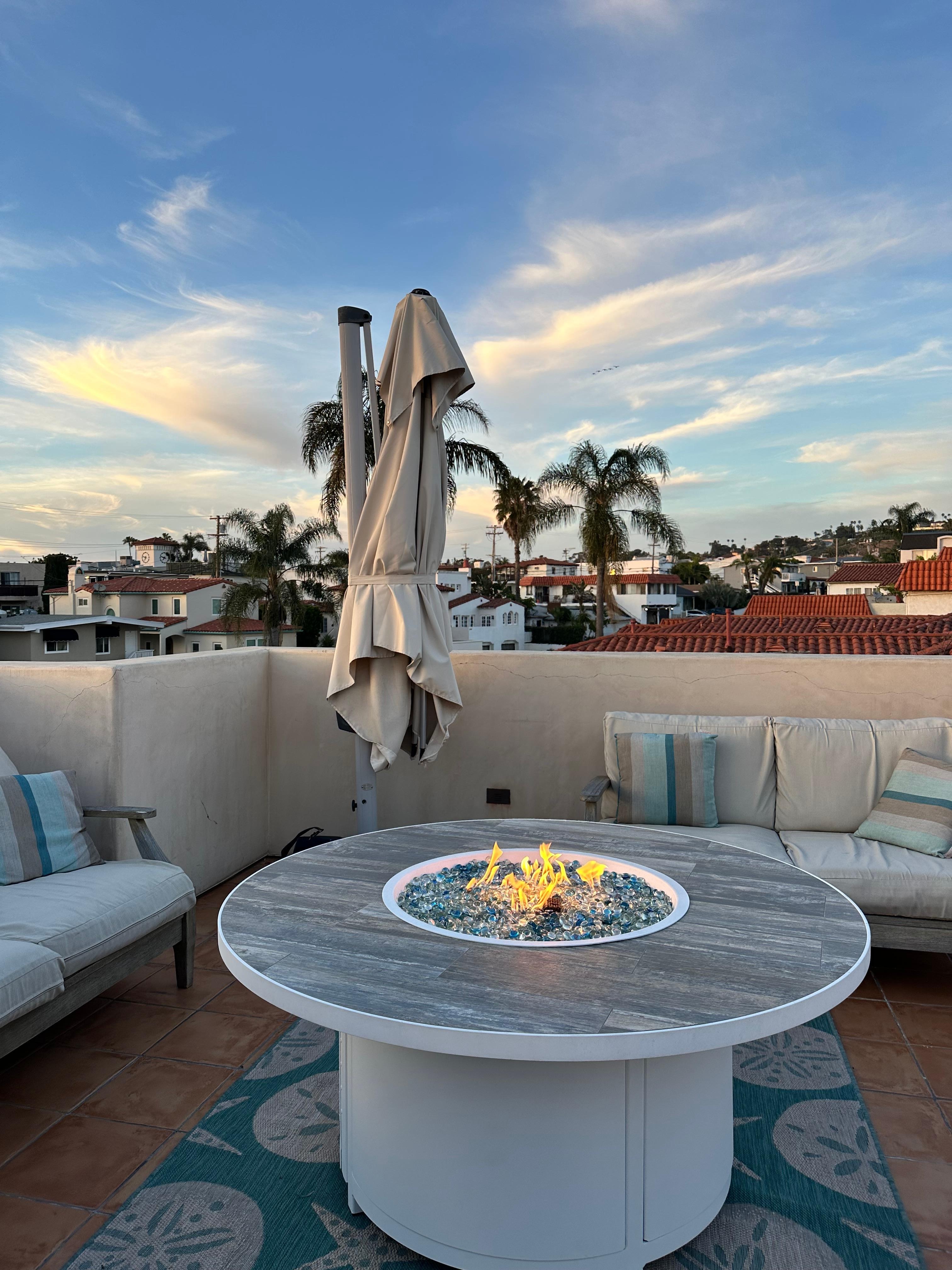 Rooftop deck with firepit